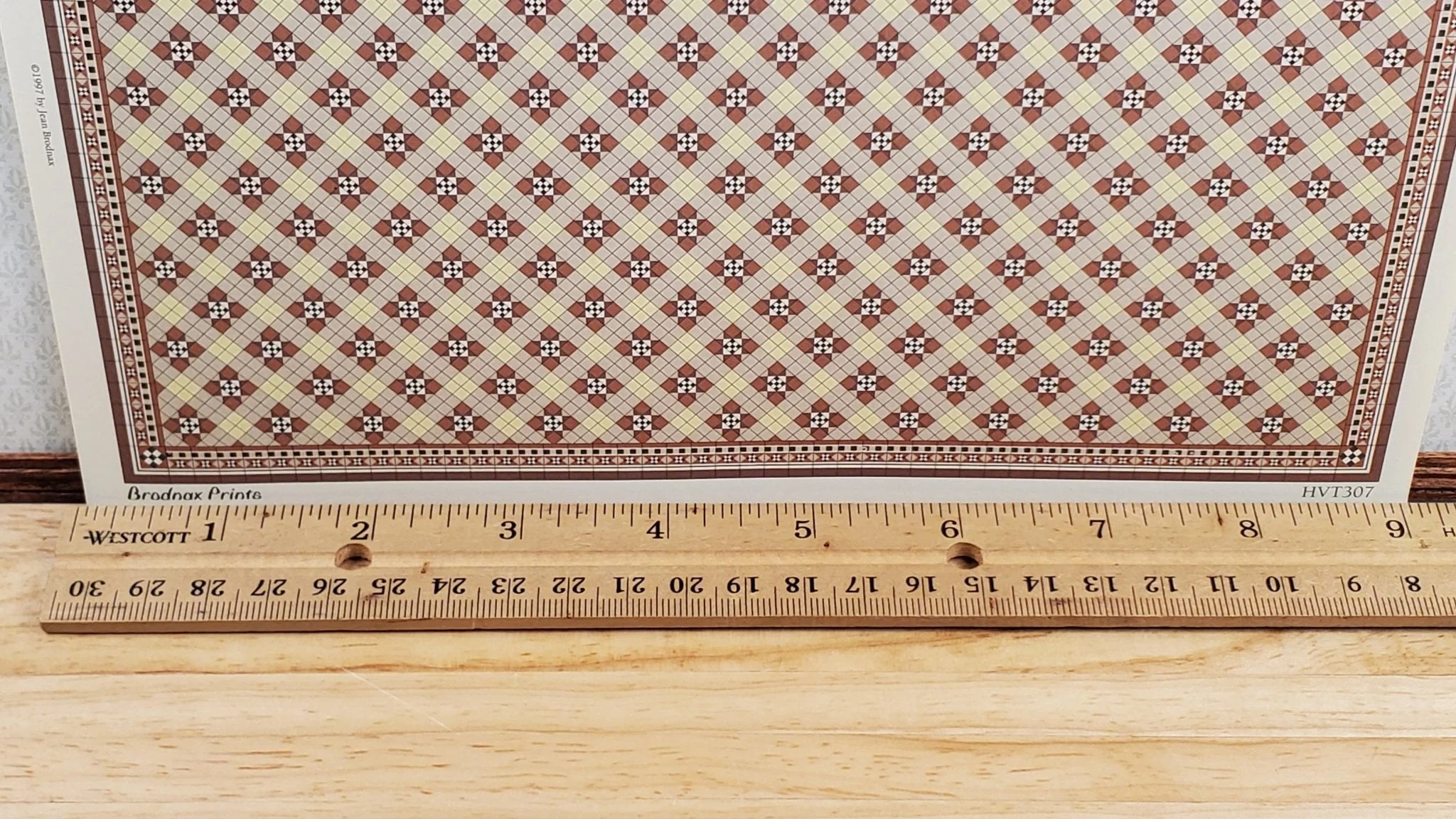Dollhouse HALF SCALE Tile Paper 3 Sheets Brown & Cream 1:24 Scale Miniature - Image 4