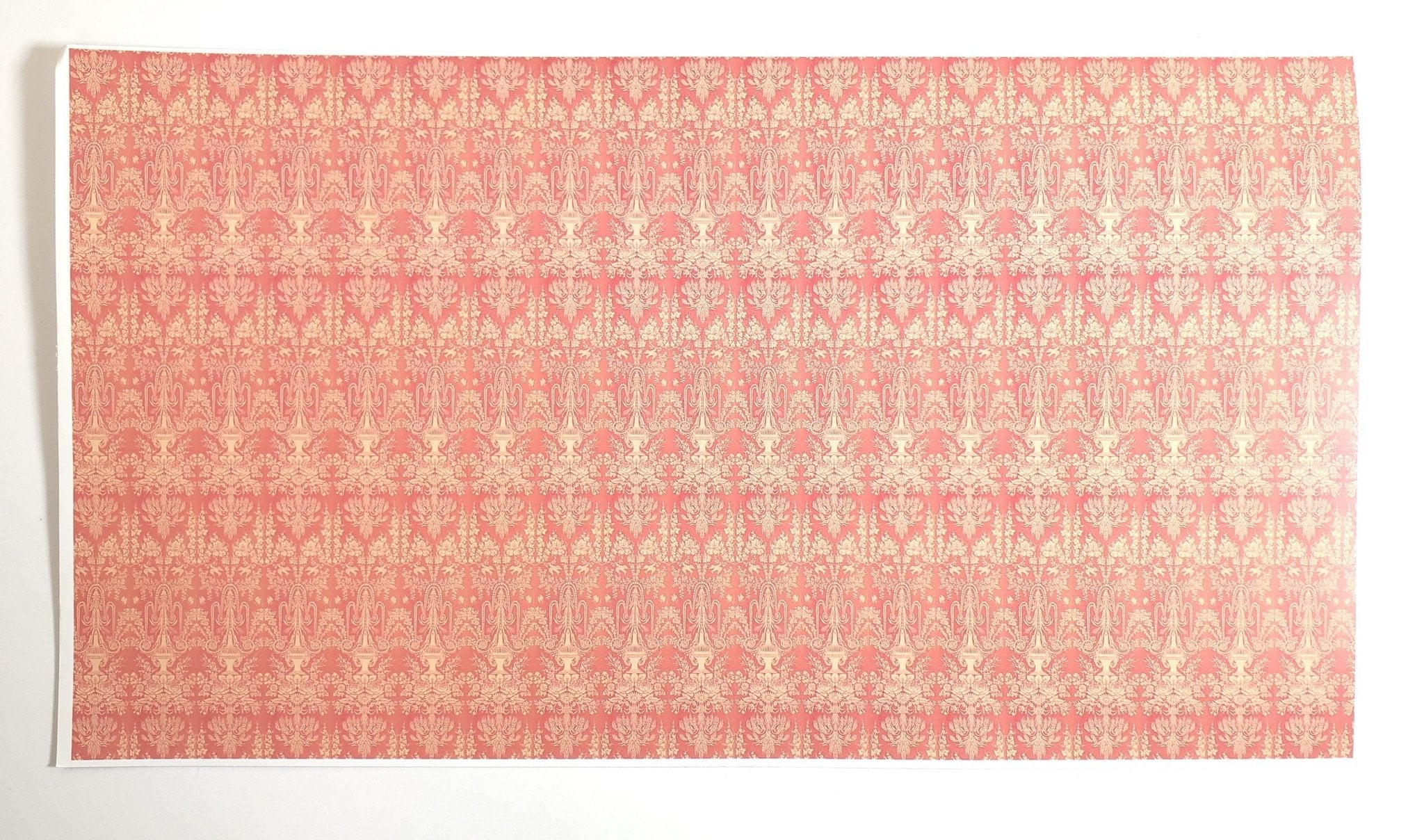 Dollhouse HALF SCALE Victorian Wallpaper Pink Salmon 1 Sheet World Model 1:24