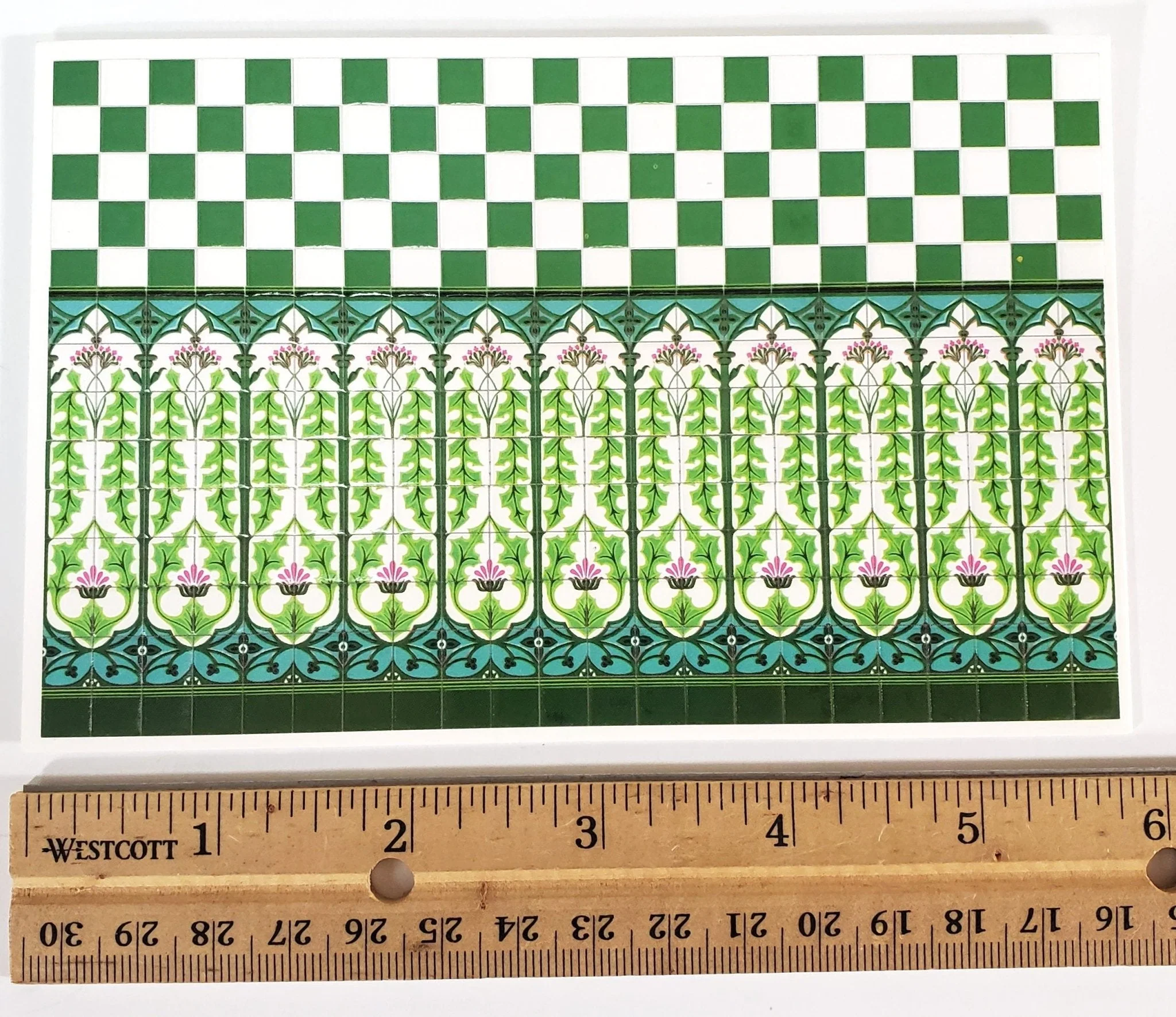 Dollhouse HALF SCALE Wall Tiles Embossed Art Nouveau Thistle 1:24 Scale World Model - Image 3