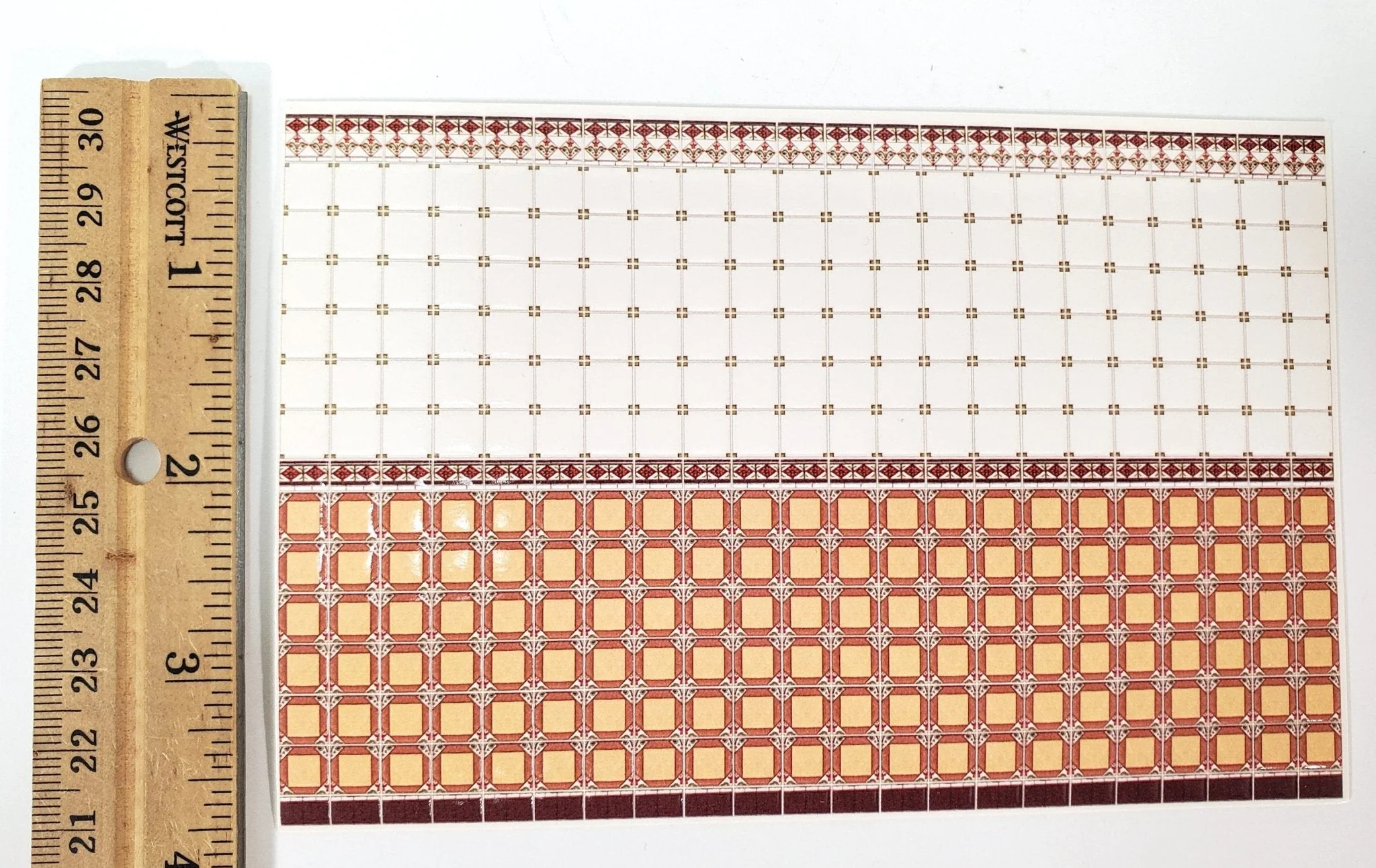 Dollhouse HALF SCALE Wall Tiles Embossed Rust White Orange 1:24 Scale World Model - Image 3