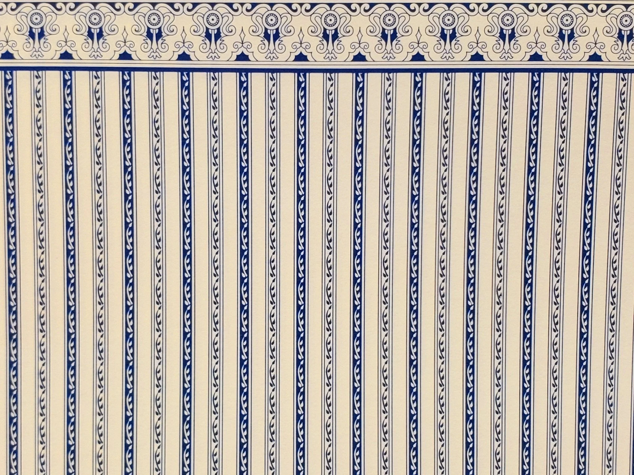 Dollhouse HALF SCALE Wallpaper 3 Sheets Blue & Cream Striped "Regency" 1:24 Scale - Image 4