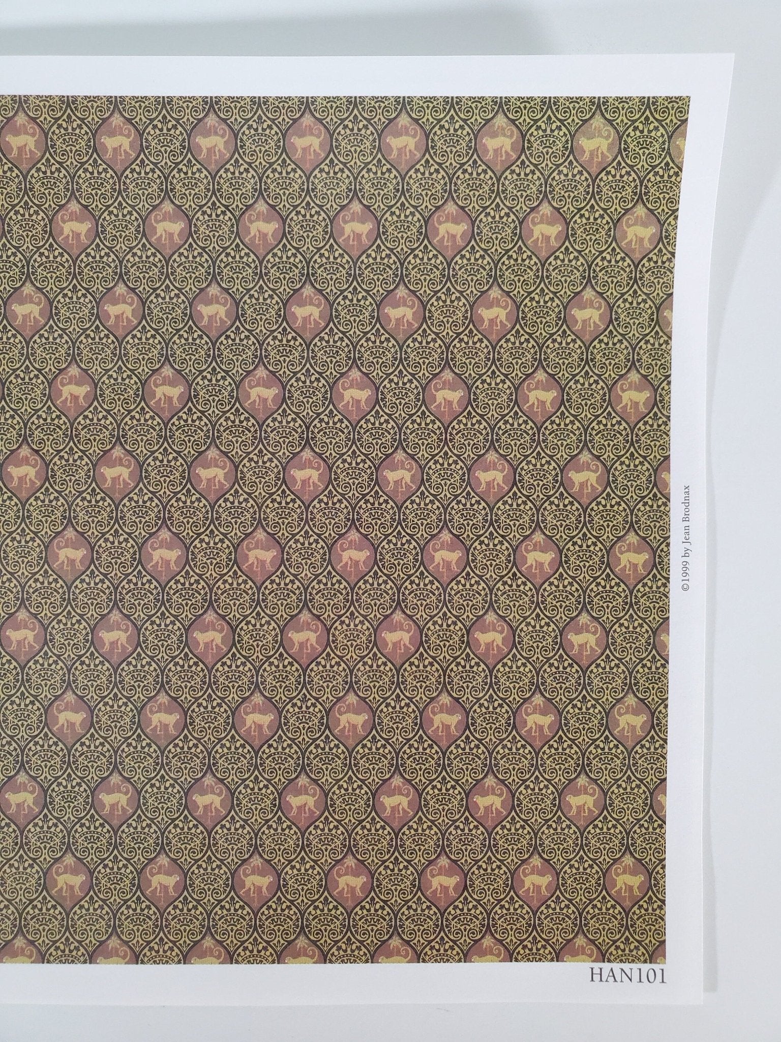 Dollhouse HALF SCALE Wallpaper 3 Sheets Brown Black Tan "Monkeys" 1:24 Scale - Image 2