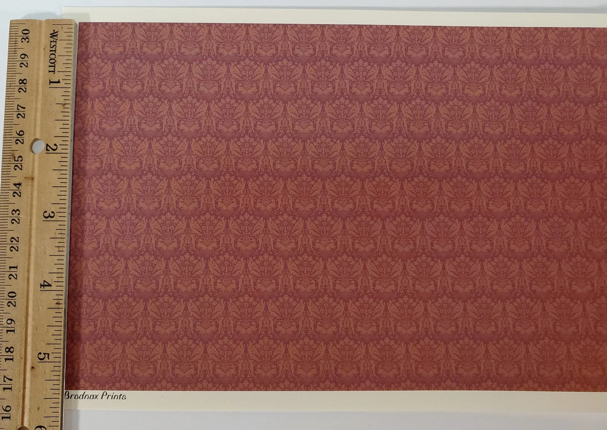 Dollhouse HALF SCALE Wallpaper 3 Sheets Dark Burgundy "Peregrine" 1:24 Scale - Image 4