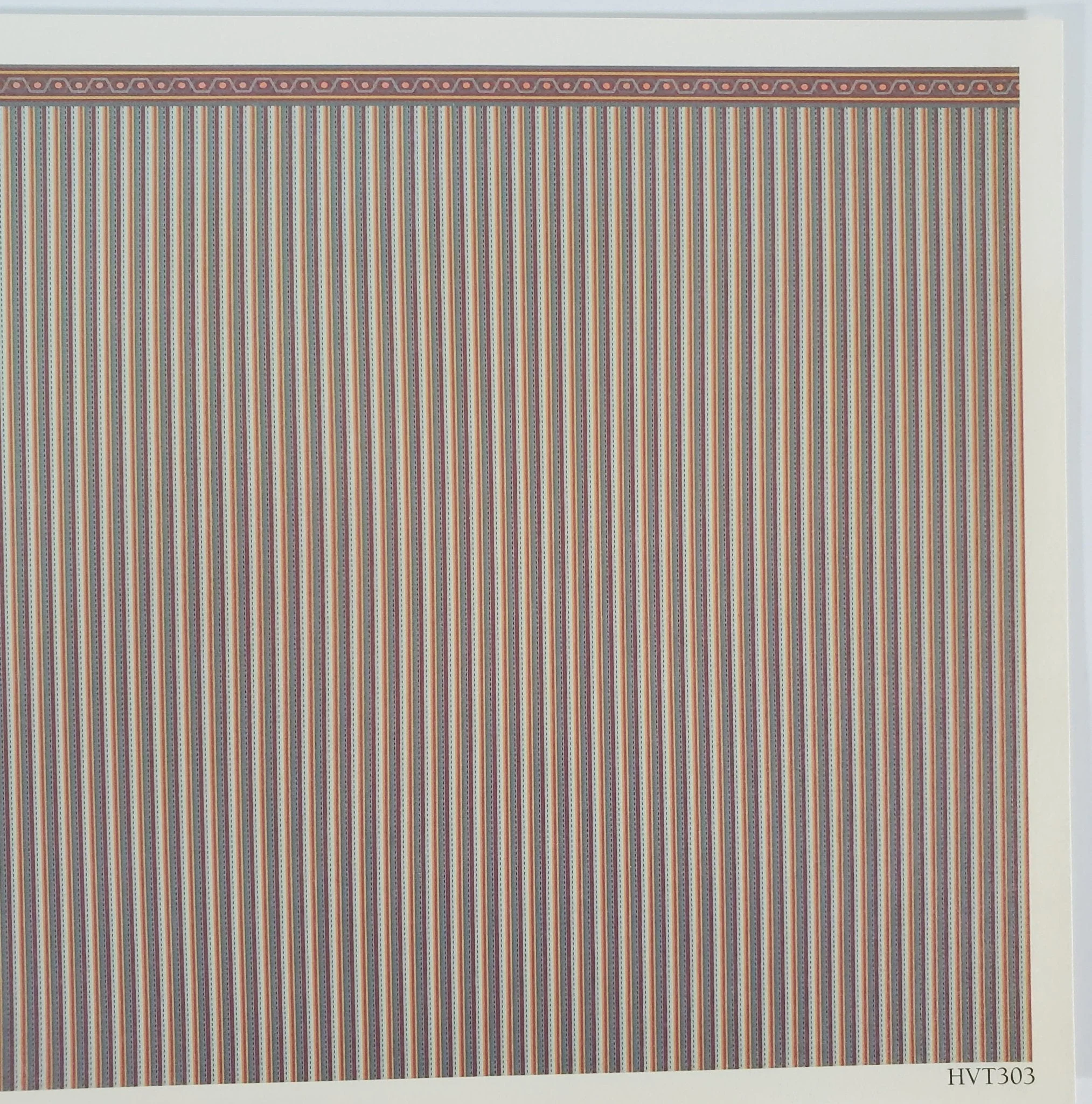 Dollhouse HALF SCALE Wallpaper 3 Sheets Striped Browns Blues "Patina" 1:24 Scale - Image 2