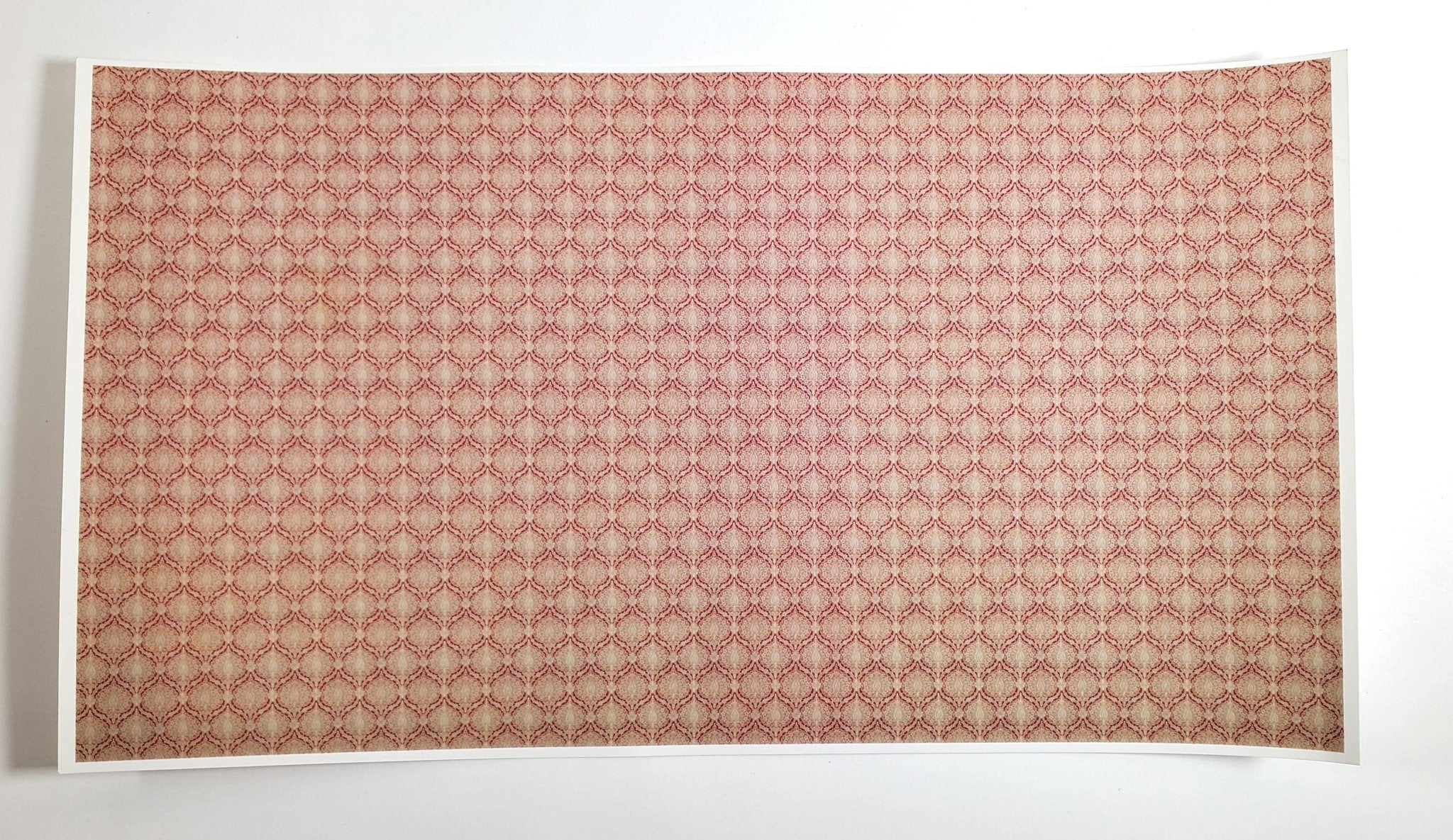 Dollhouse HALF SCALE Wallpaper Beige and Maroon 1 Sheet World Model 1:24