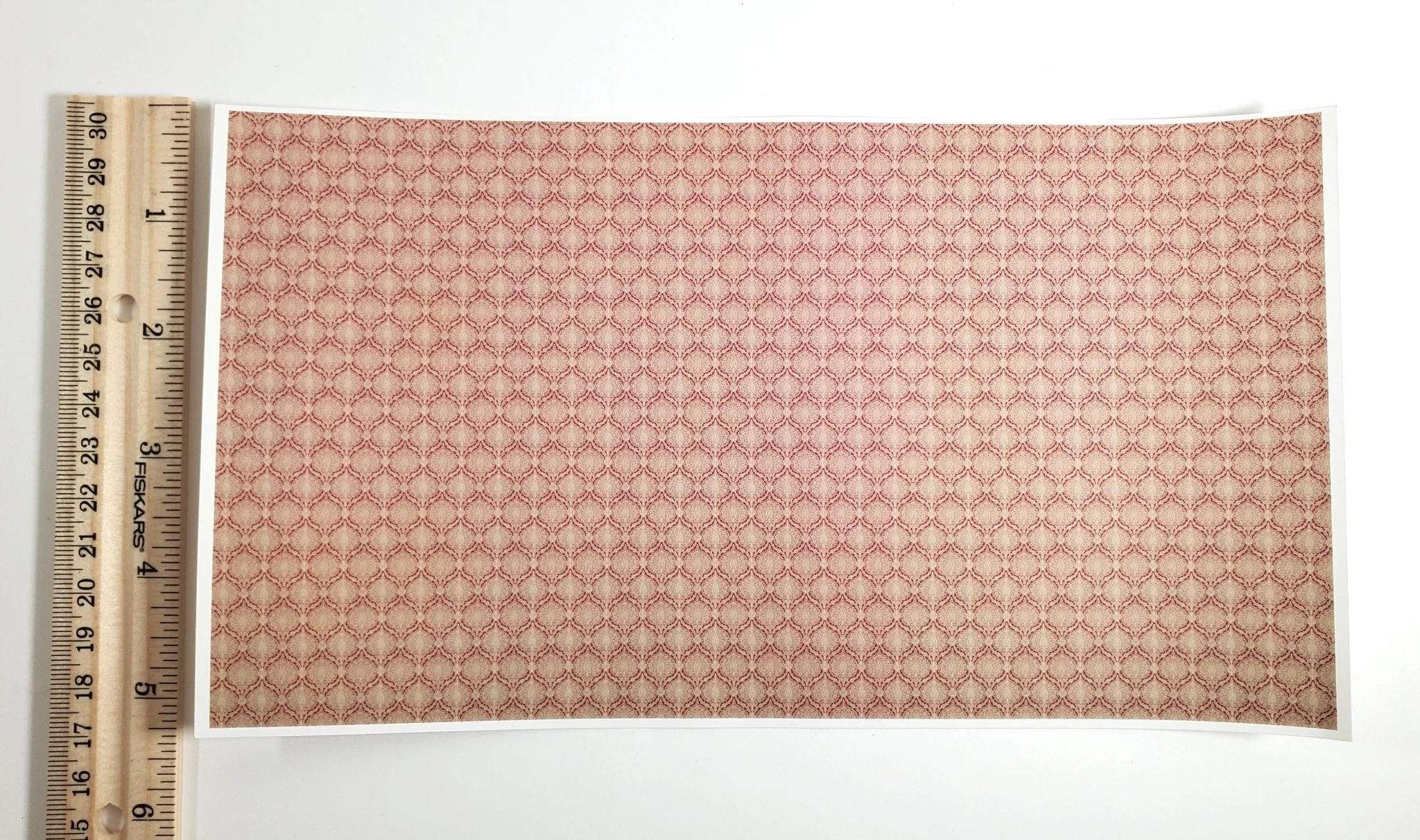 Dollhouse HALF SCALE Wallpaper Beige and Maroon 1 Sheet World Model 1:24 - Image 3