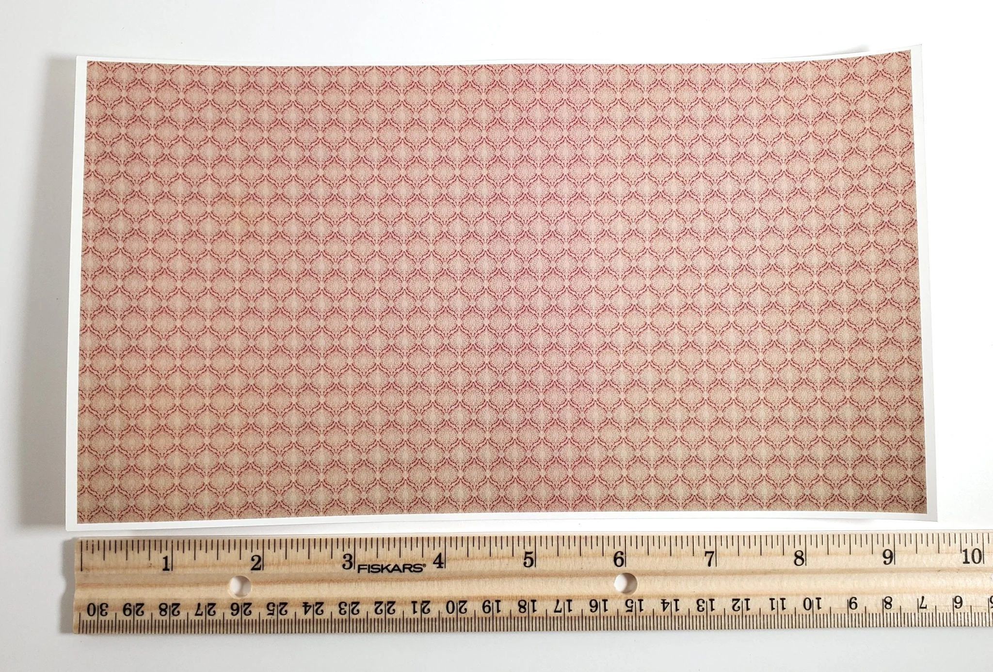 Dollhouse HALF SCALE Wallpaper Beige and Maroon 1 Sheet World Model 1:24 - Image 4