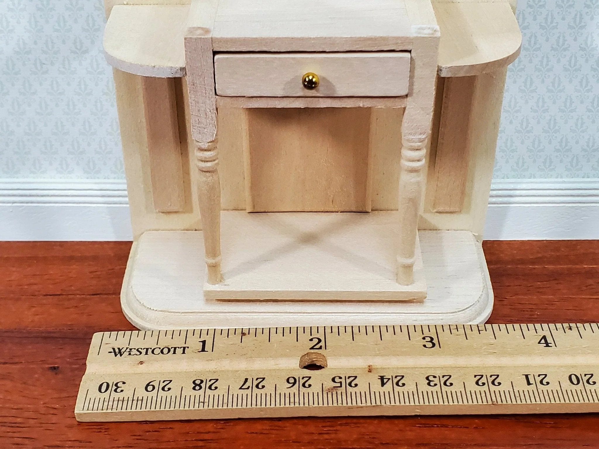 Dollhouse Hall Stand Table with Mirror Tall Unpainted Wood DIY 1:12 Scale Furniture - Image 6