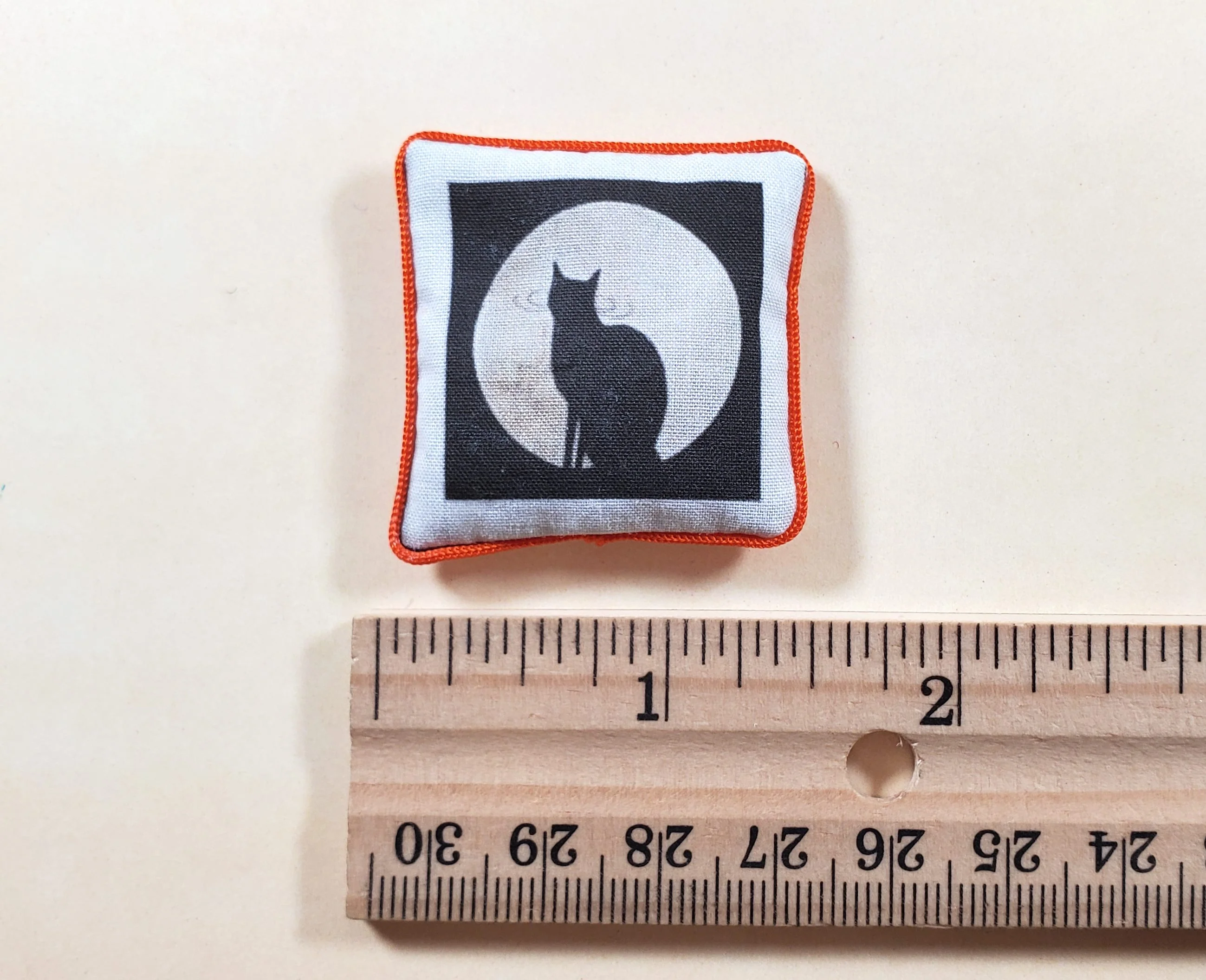 Dollhouse Halloween Black Cat Pillow Handmade 1:12 Scale Miniature 1 1/2" - Image 3
