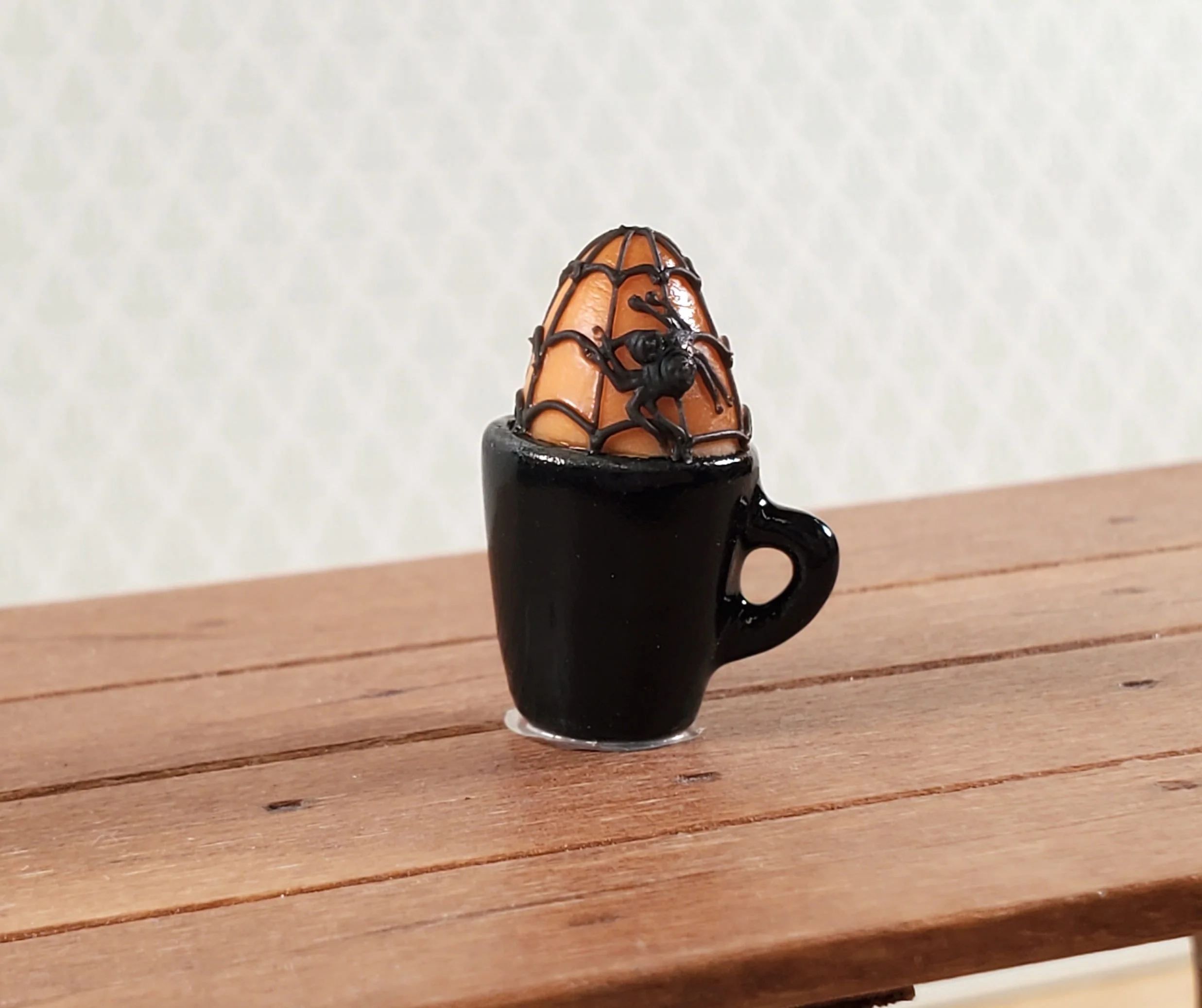Dollhouse Halloween Cupcake Mug Dessert with Spider 1:12 Scale Miniature Food - Image 2