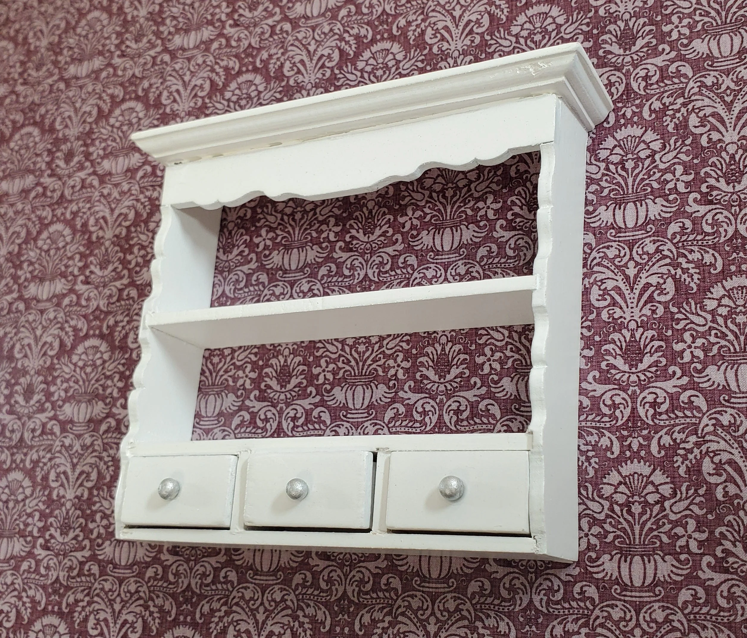 Dollhouse Hanging Shelf White 3 Drawers 1:12 Scale Miniature Kitchen Bathroom - Image 2