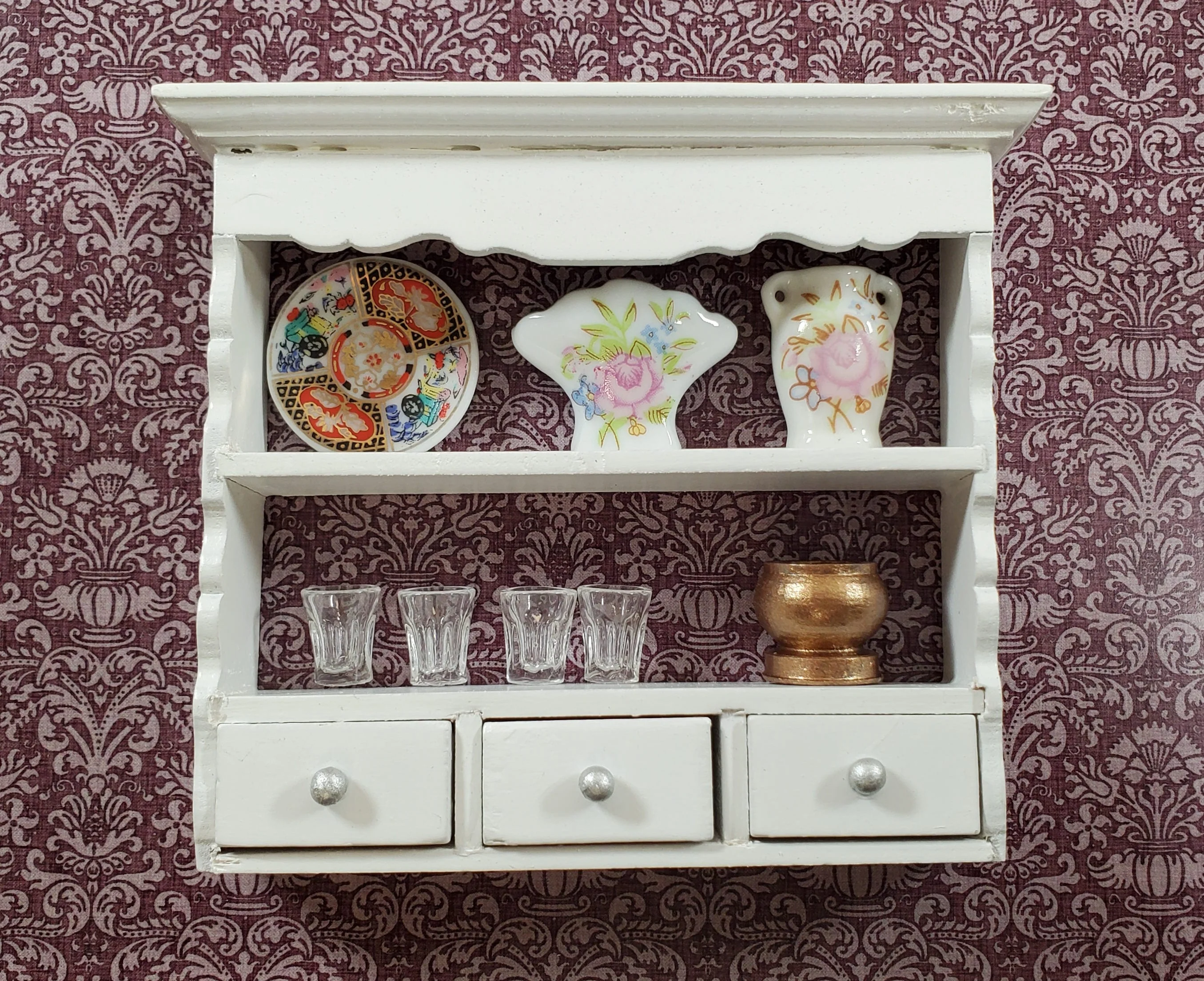 Dollhouse Hanging Shelf White 3 Drawers 1:12 Scale Miniature Kitchen Bathroom - Image 3