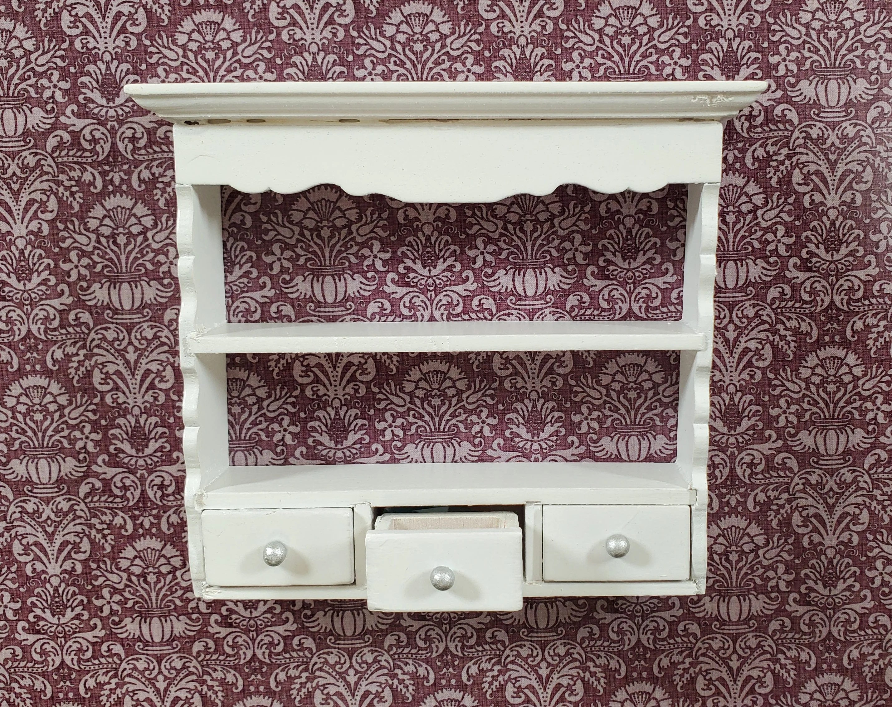 Dollhouse Hanging Shelf White 3 Drawers 1:12 Scale Miniature Kitchen Bathroom - Image 4