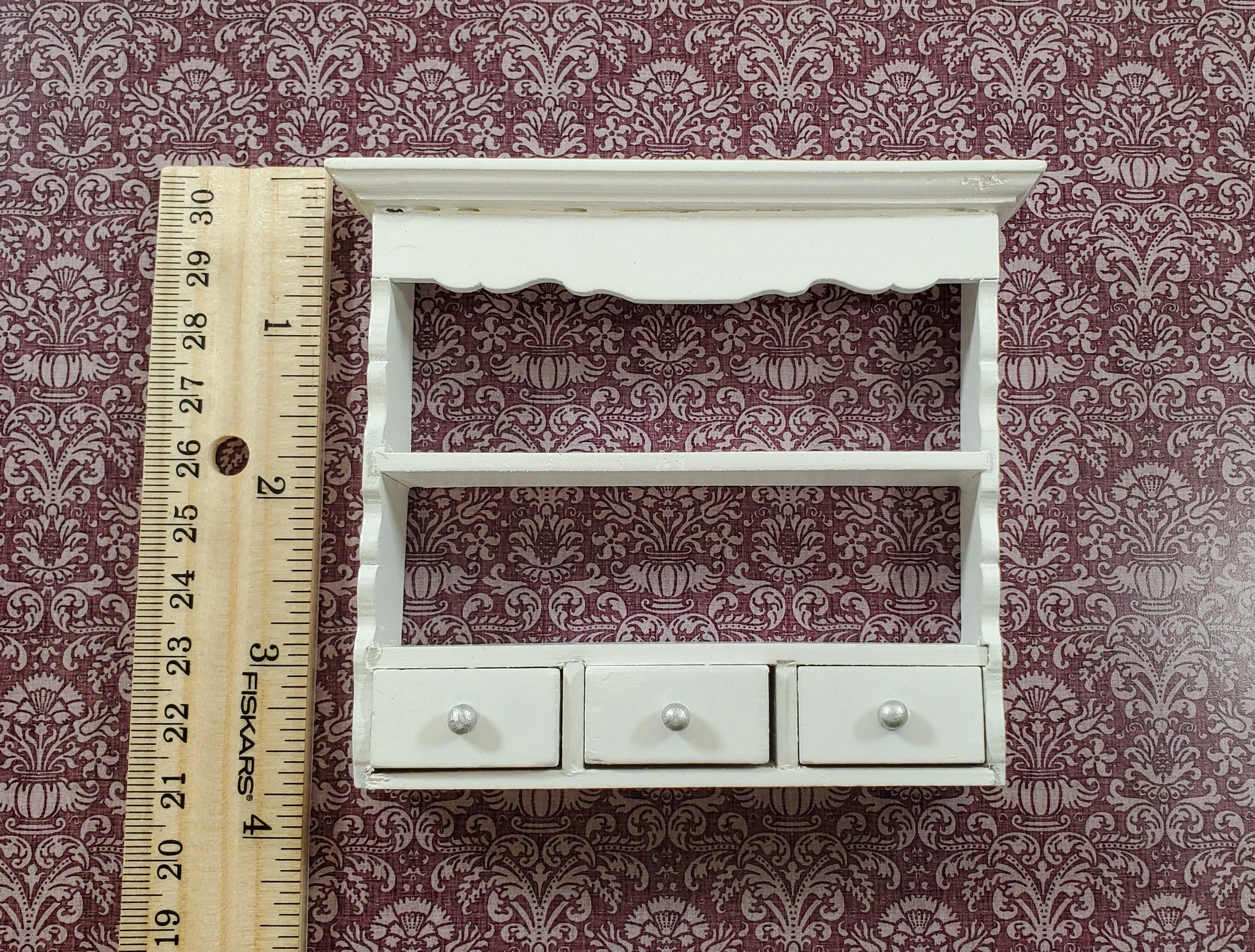 Dollhouse Hanging Shelf White 3 Drawers 1:12 Scale Miniature Kitchen Bathroom - Image 5