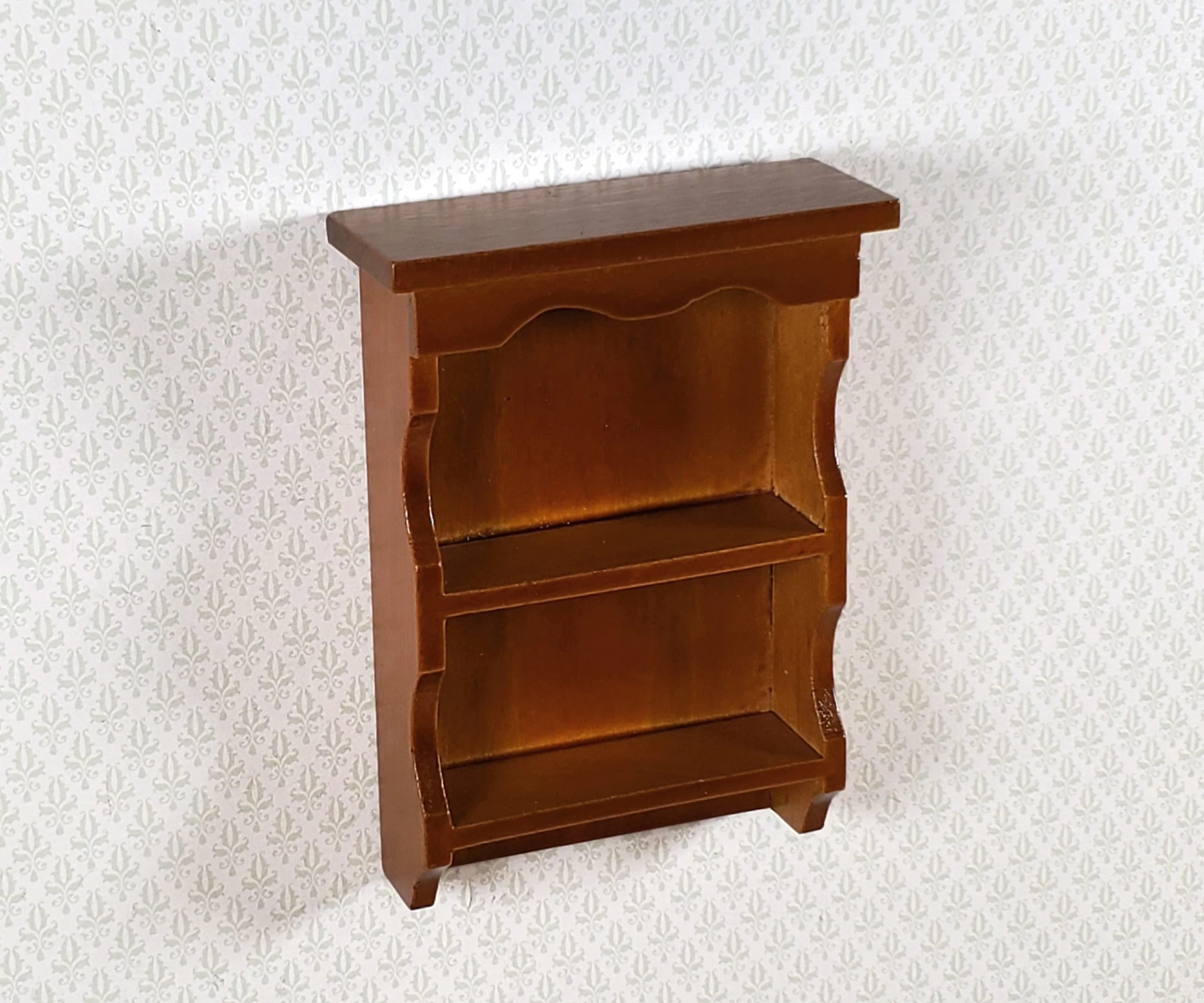 Dollhouse Hanging Shelf 1:12 Scale Miniature Walnut Finish Kitchen or Bathroom - Image 2