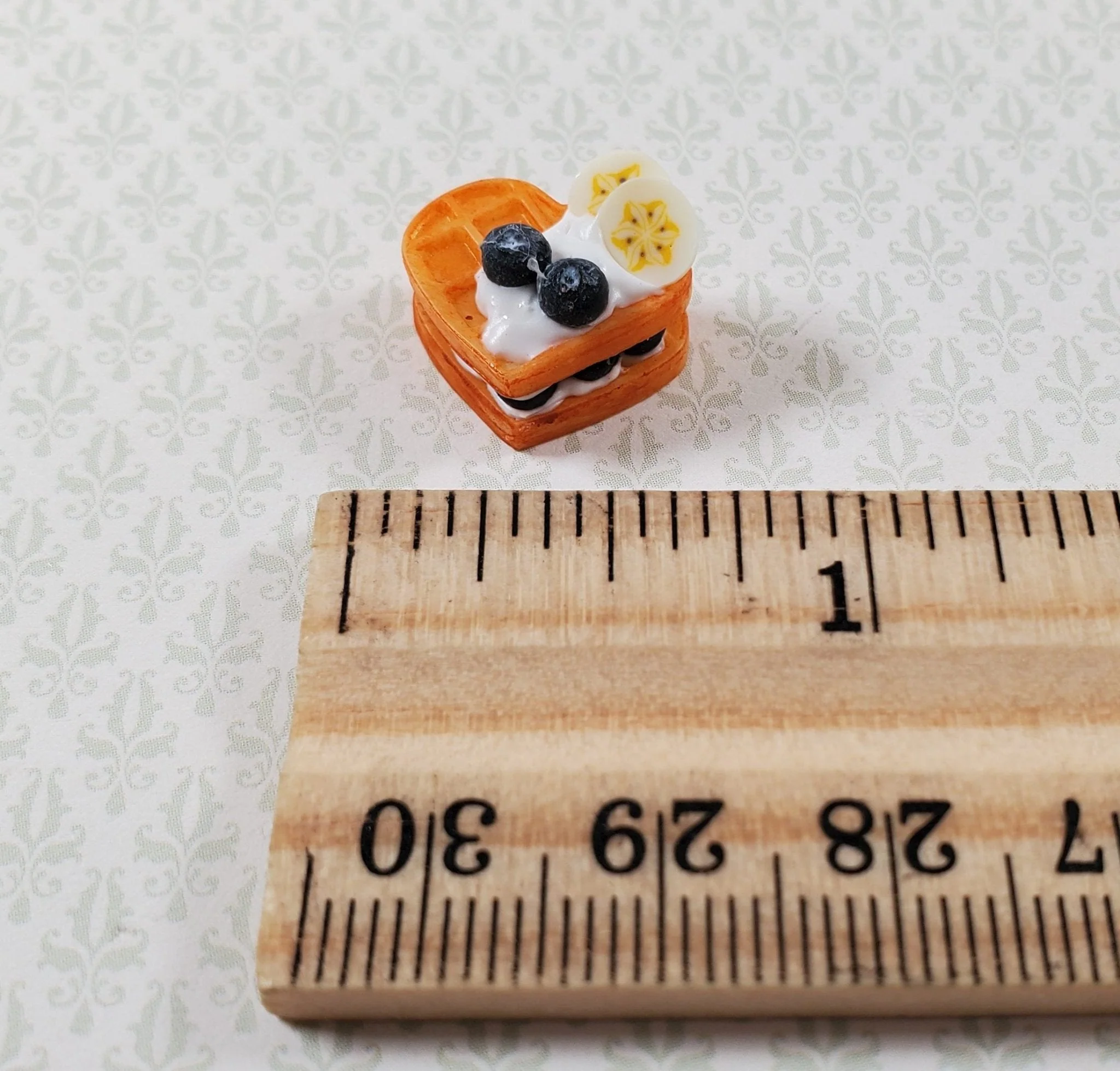 Dollhouse Heart Waffles with Fruit & Whipped Cream 1:12 Scale Miniature Food - Image 4