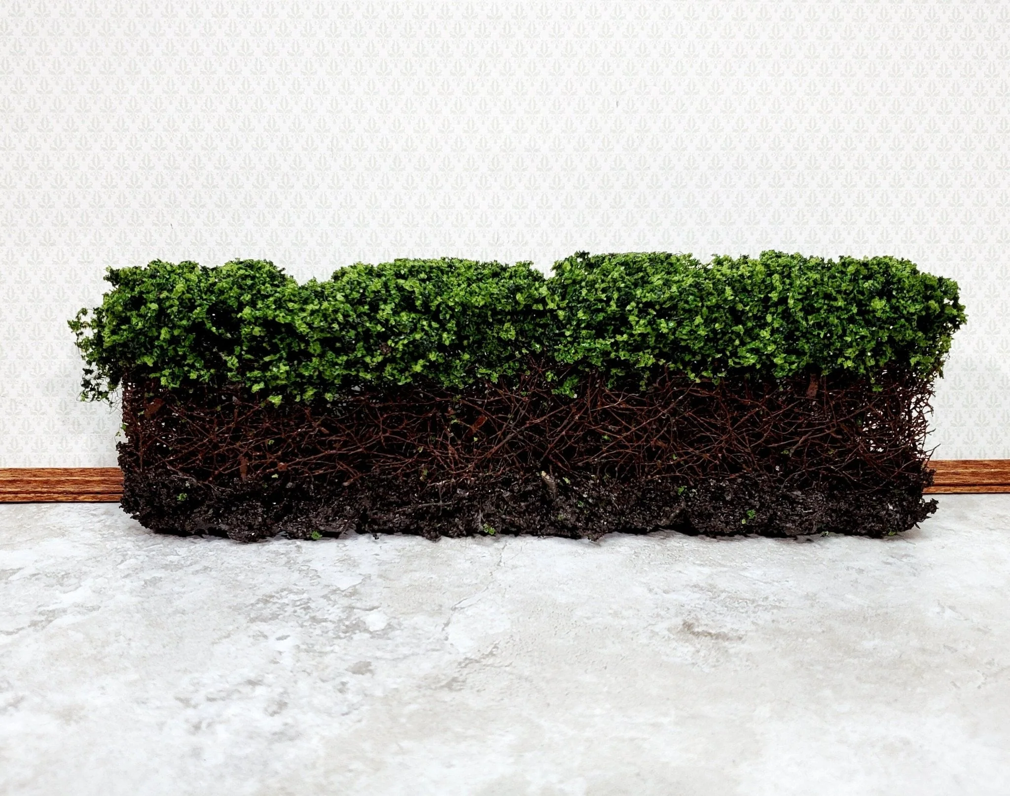Dollhouse Hedge Tall Dark Green with Vine Stems Free Standing 1:12 Scale Miniature
