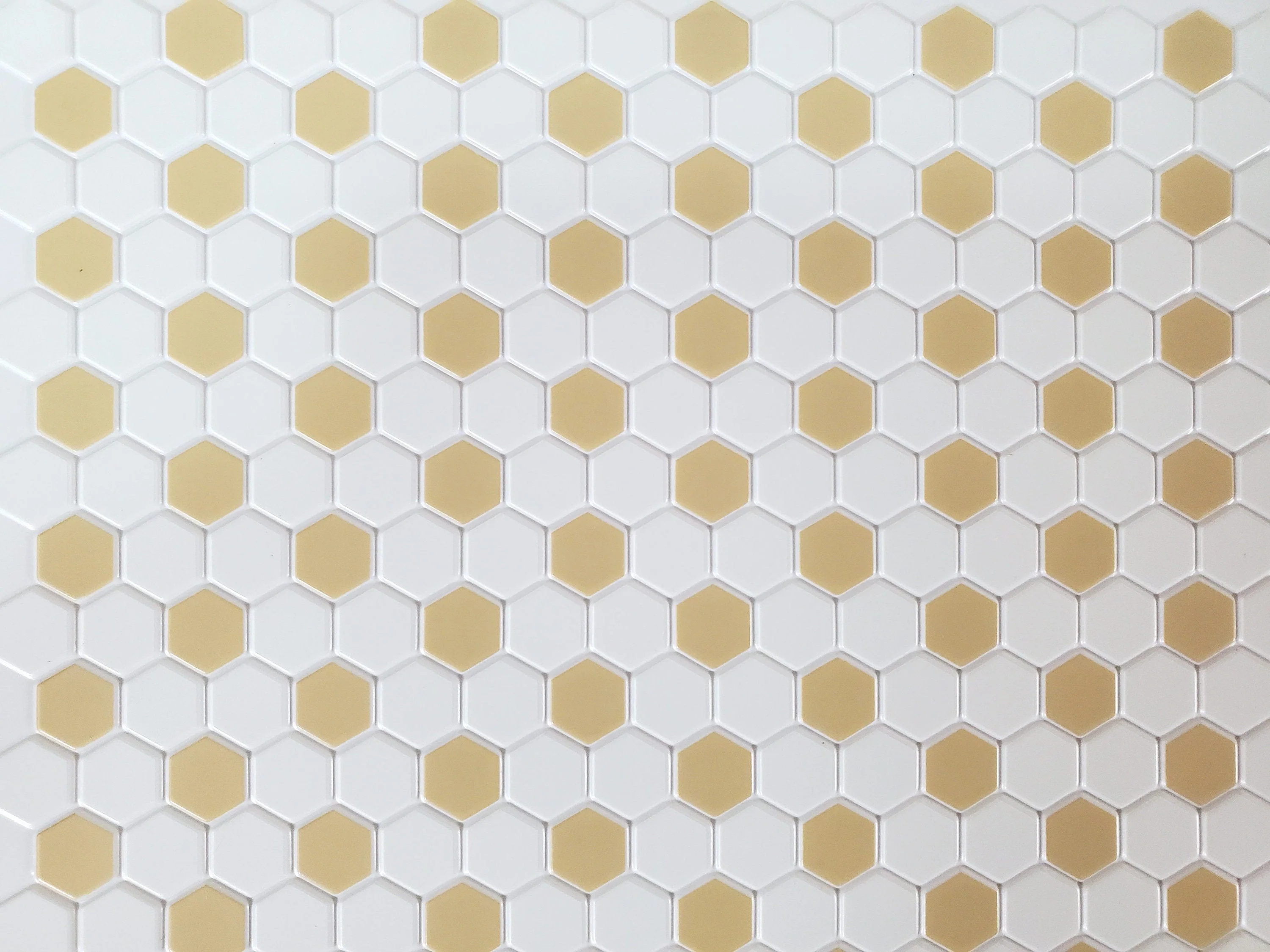 Dollhouse Hexagon Vinyl Tile Flooring Embossed Beige on White Floor 1:12 Scale Miniatures - Image 2