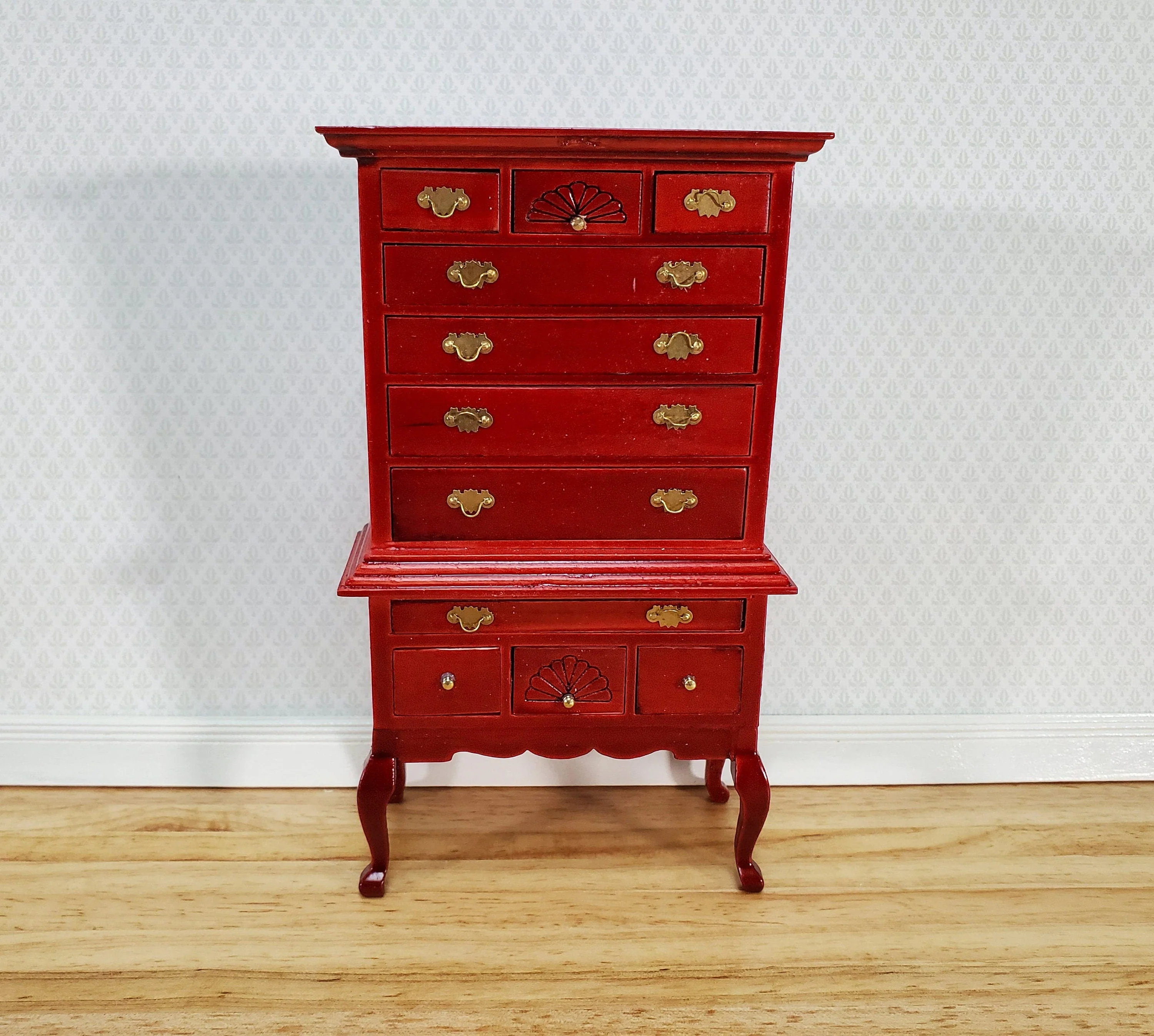 Dollhouse Highboy Dresser Queen Anne Victorian 1:12 Scale Miniature Furniture - Image 2