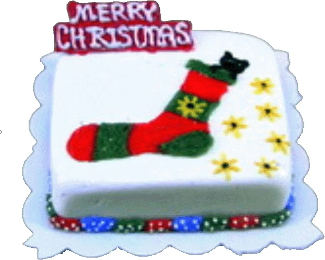 Dollhouse Holiday Stocking Sheet Cake 1:12 Scale Miniature Dessert Food Bakery