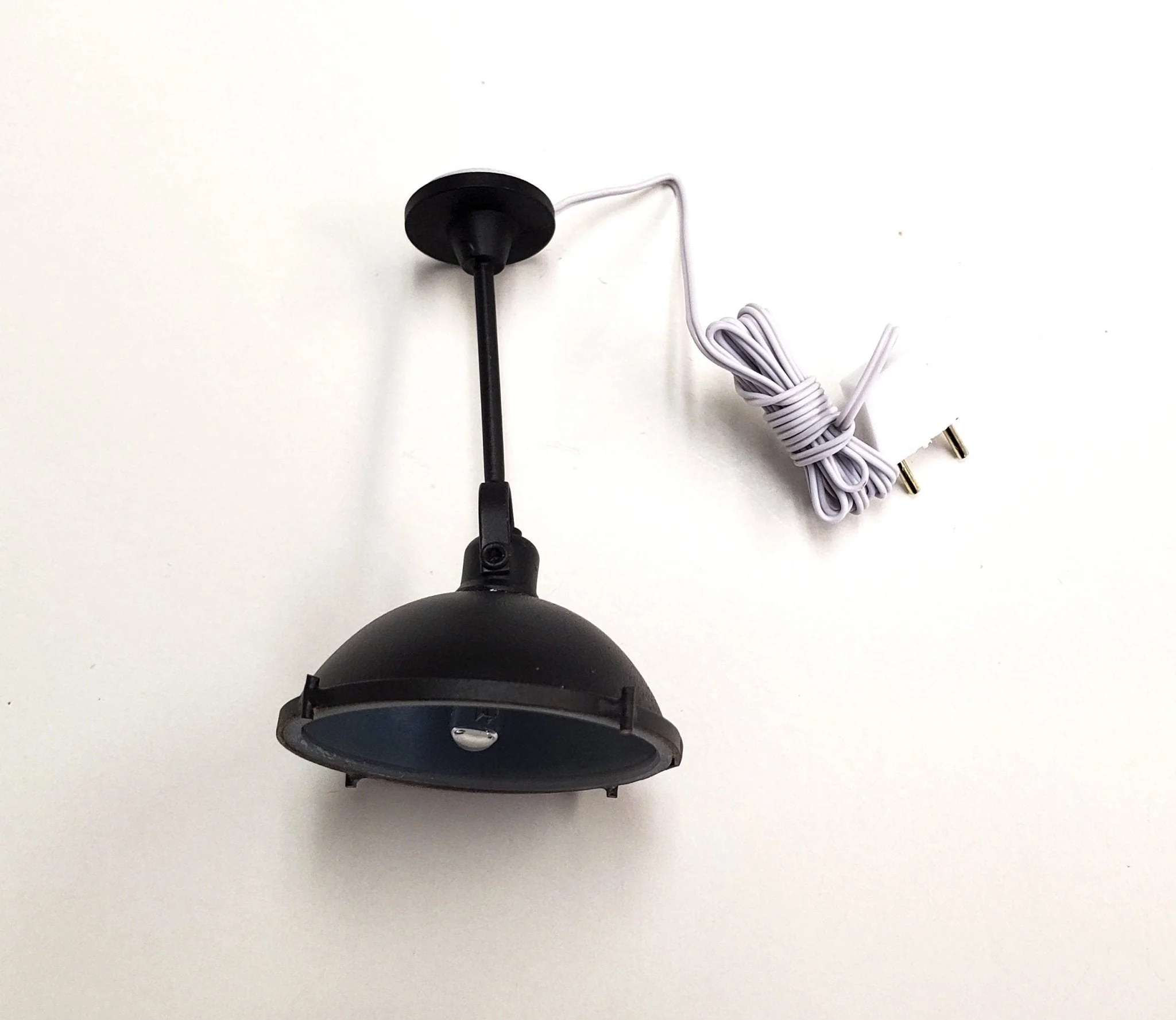 Dollhouse Industrial Black Ceiling Light 12 Volt with Plug 1:12 Scale Miniature - Image 3