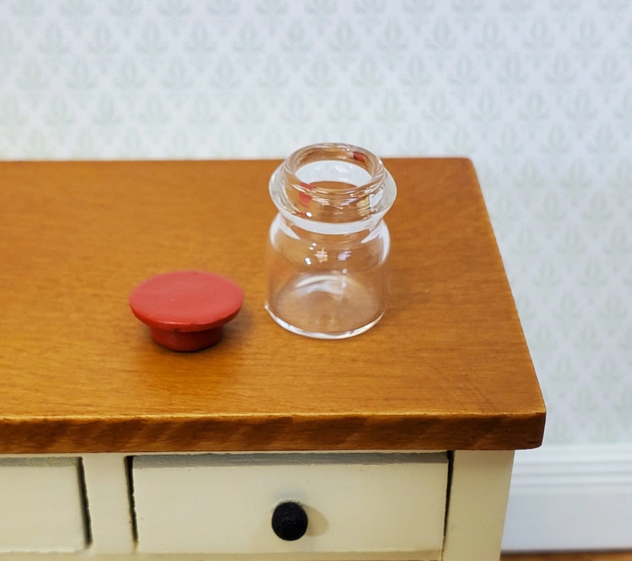 Dollhouse Jar Empty Glass with Lid Wide Mouth for Miniature Kitchens or Shops - Image 2