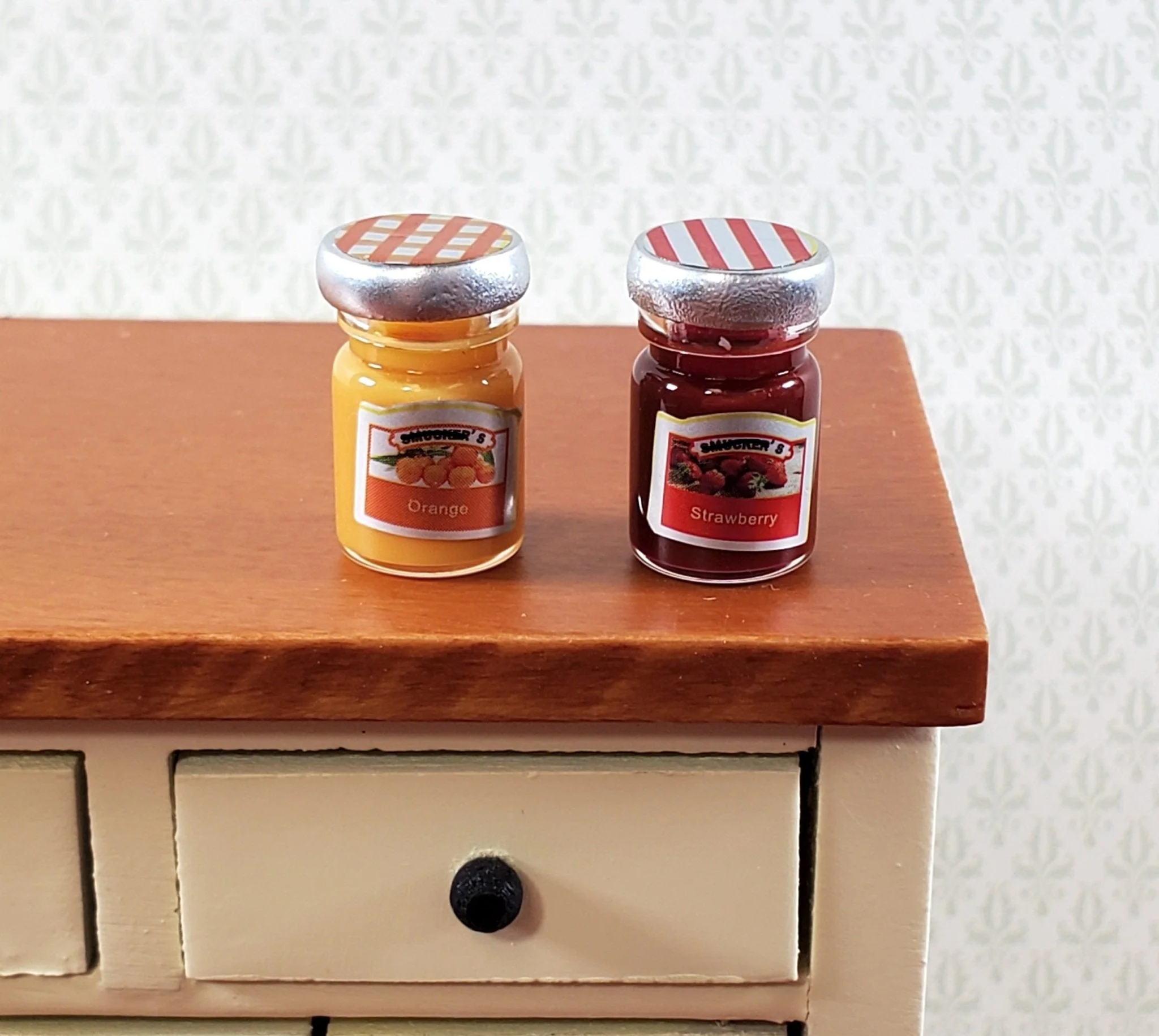 Dollhouse Jelly Jam Set Strawberry an Orange Marmalade 1:12 Scale Miniature Food