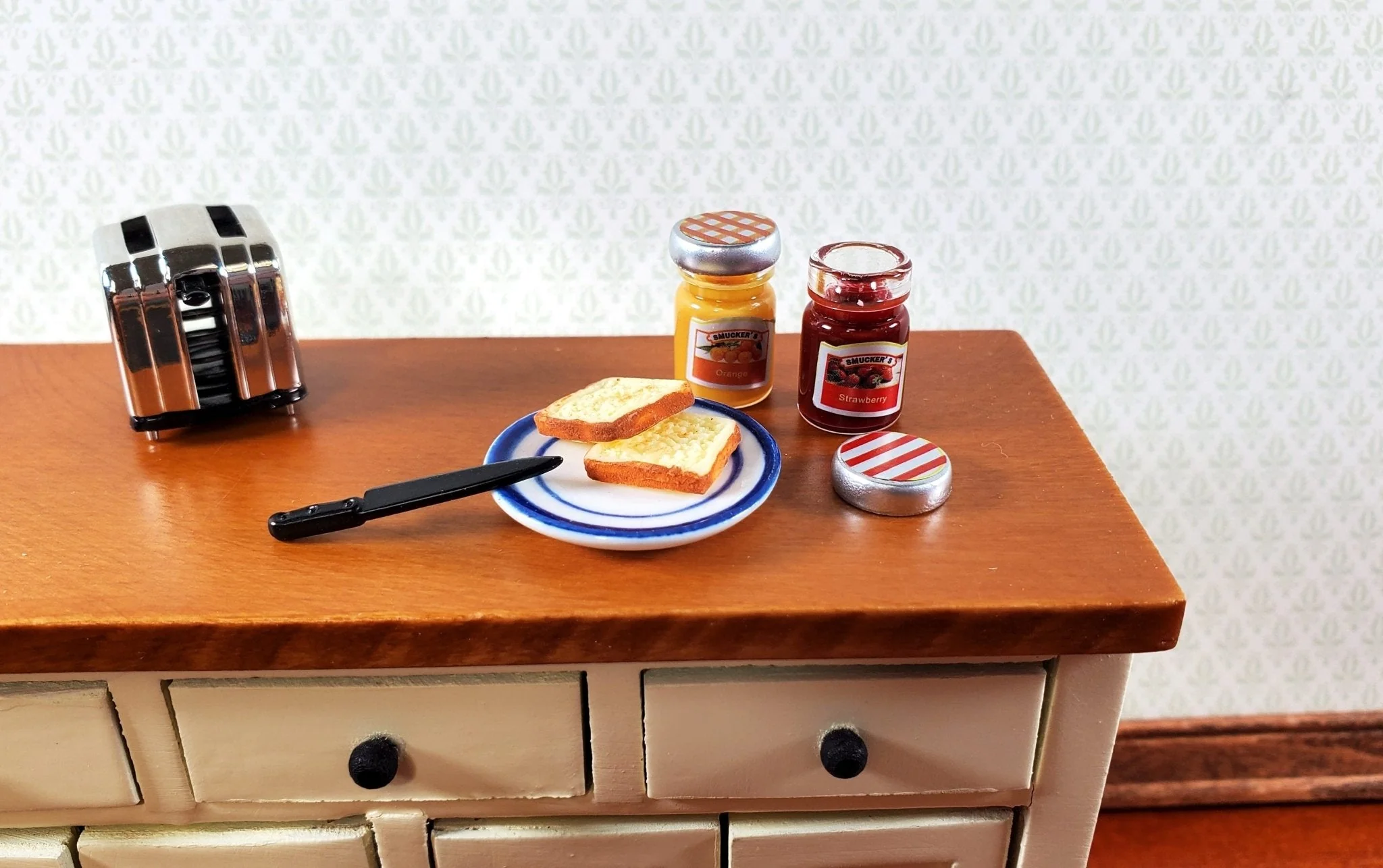 Dollhouse Jelly Jam Set Strawberry an Orange Marmalade 1:12 Scale Miniature Food - Image 3