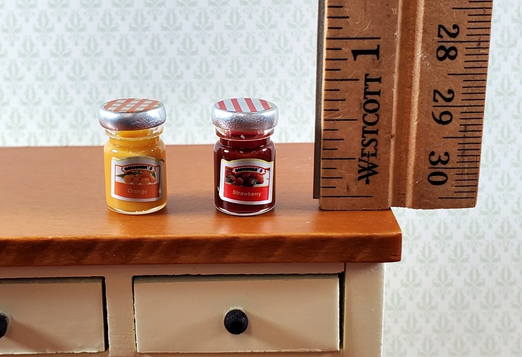 Dollhouse Jelly Jam Set Strawberry an Orange Marmalade 1:12 Scale Miniature Food - Image 4