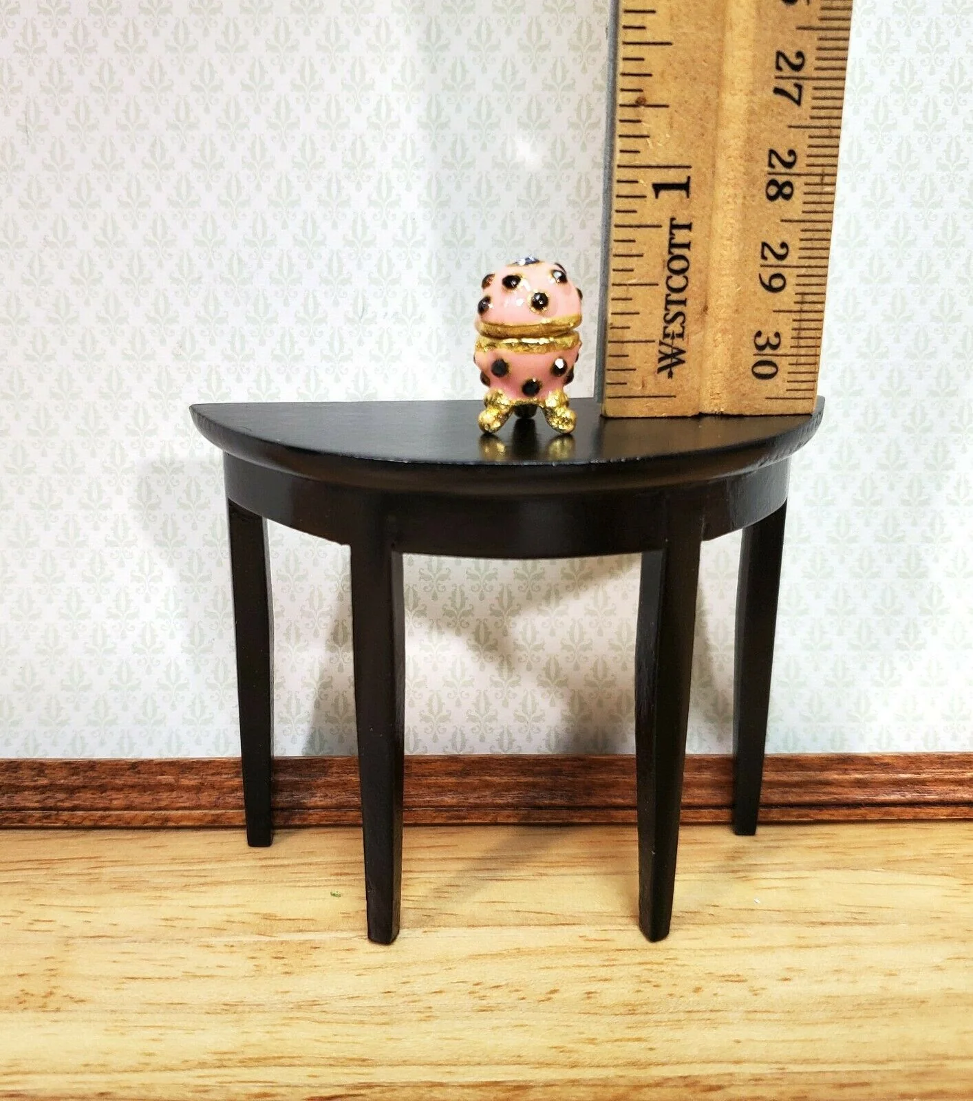 Dollhouse Jeweled Imperial Egg Opens Pink & Black 1:12 Scale Miniature Decor - Image 5