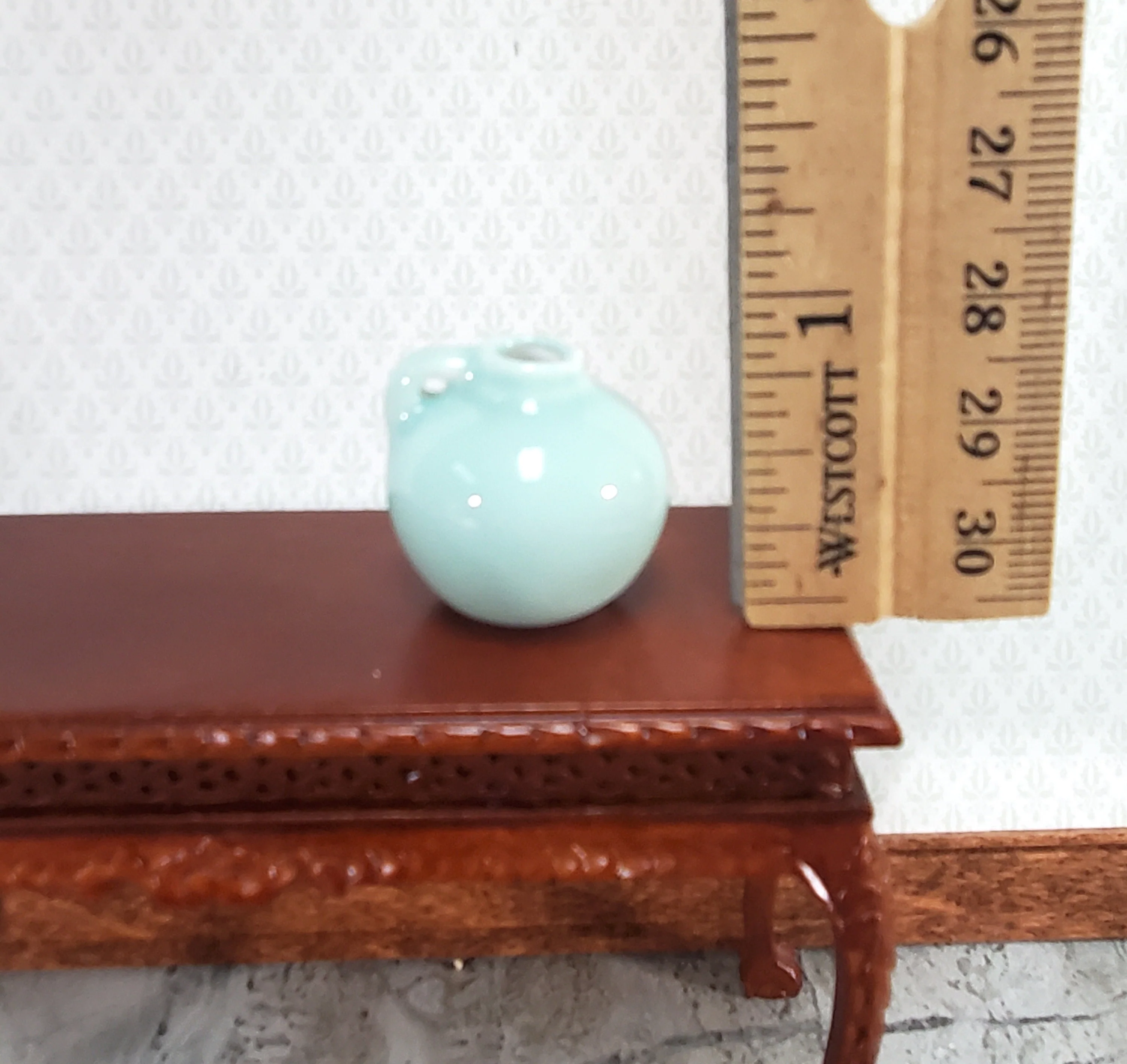 Dollhouse Jug with Handle Sea Green Ceramic Crock 1" 1:12 Scale Miniature Accessory - Image 3