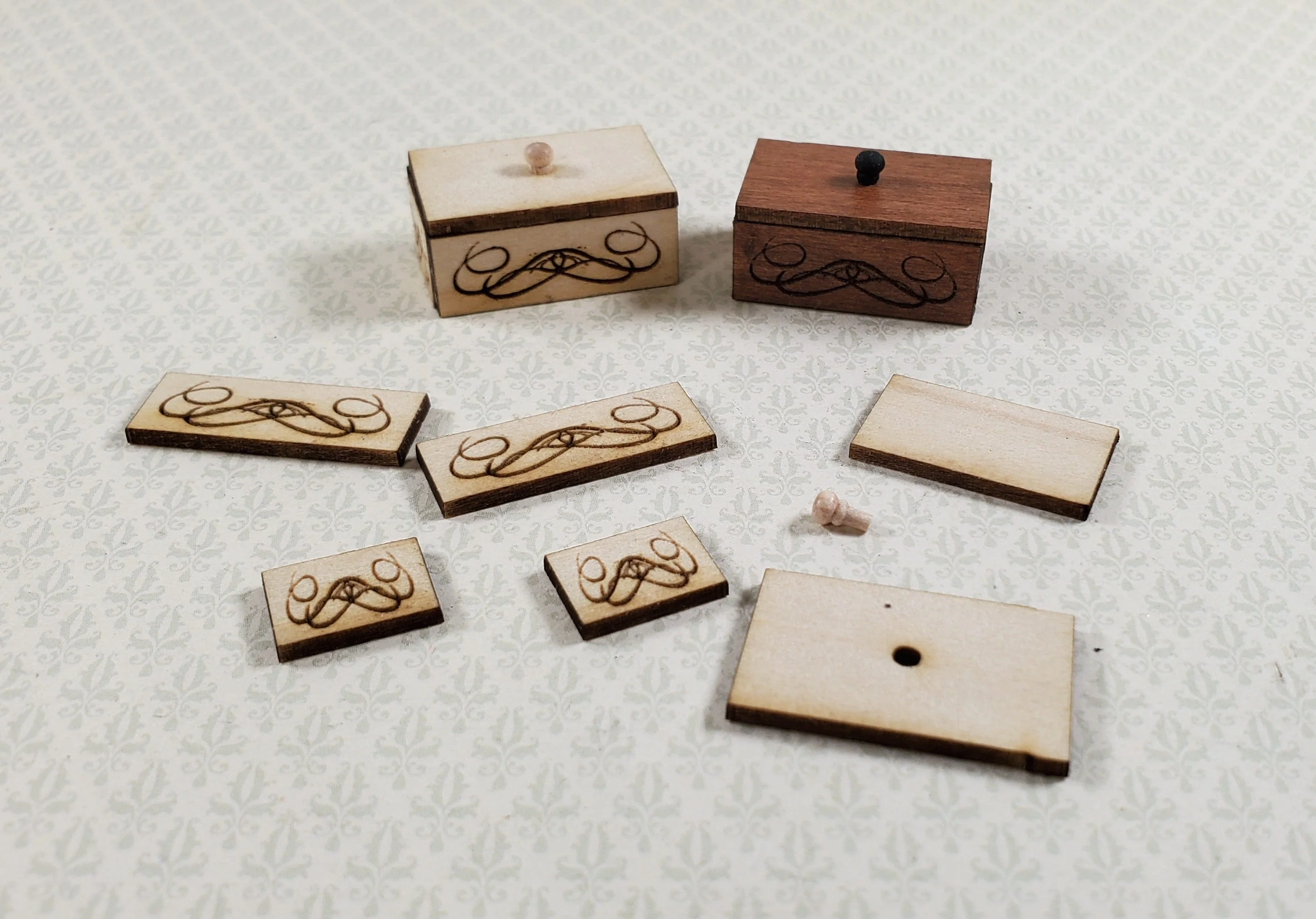 Dollhouse KIT Art Nouveau Box Small for Gloves Trinkets 1:12 Scale Miniature DIY - Image 2
