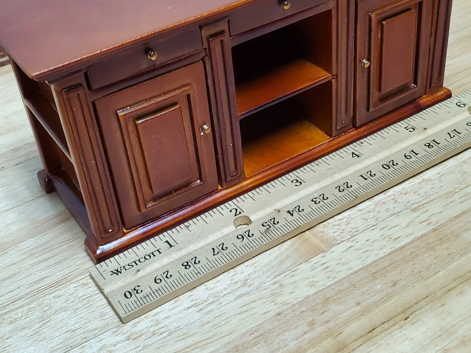 Dollhouse Kitchen Bar Island Large Walnut Finish 1:12 Scale Miniature Furniture - Image 9