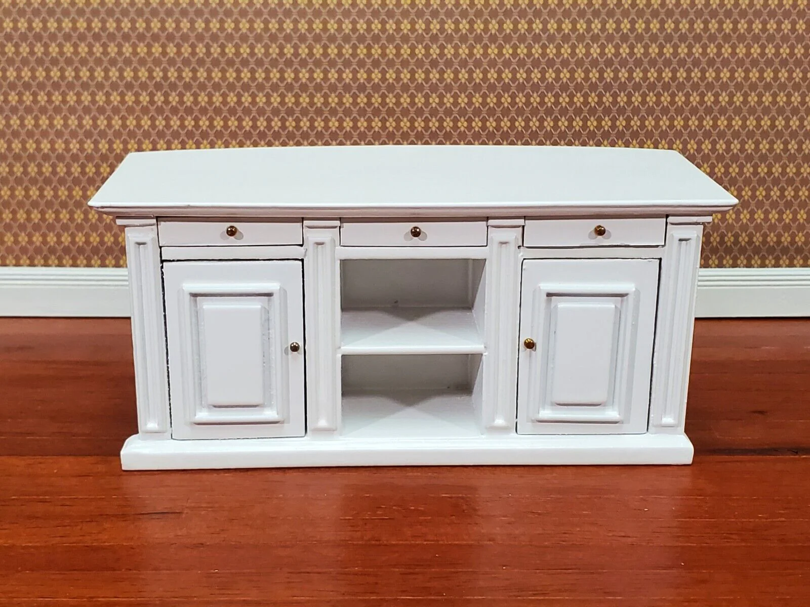 Dollhouse Kitchen Bar Island Large White 1:12 Scale Miniature Cupboard Wood Furniture - Image 2