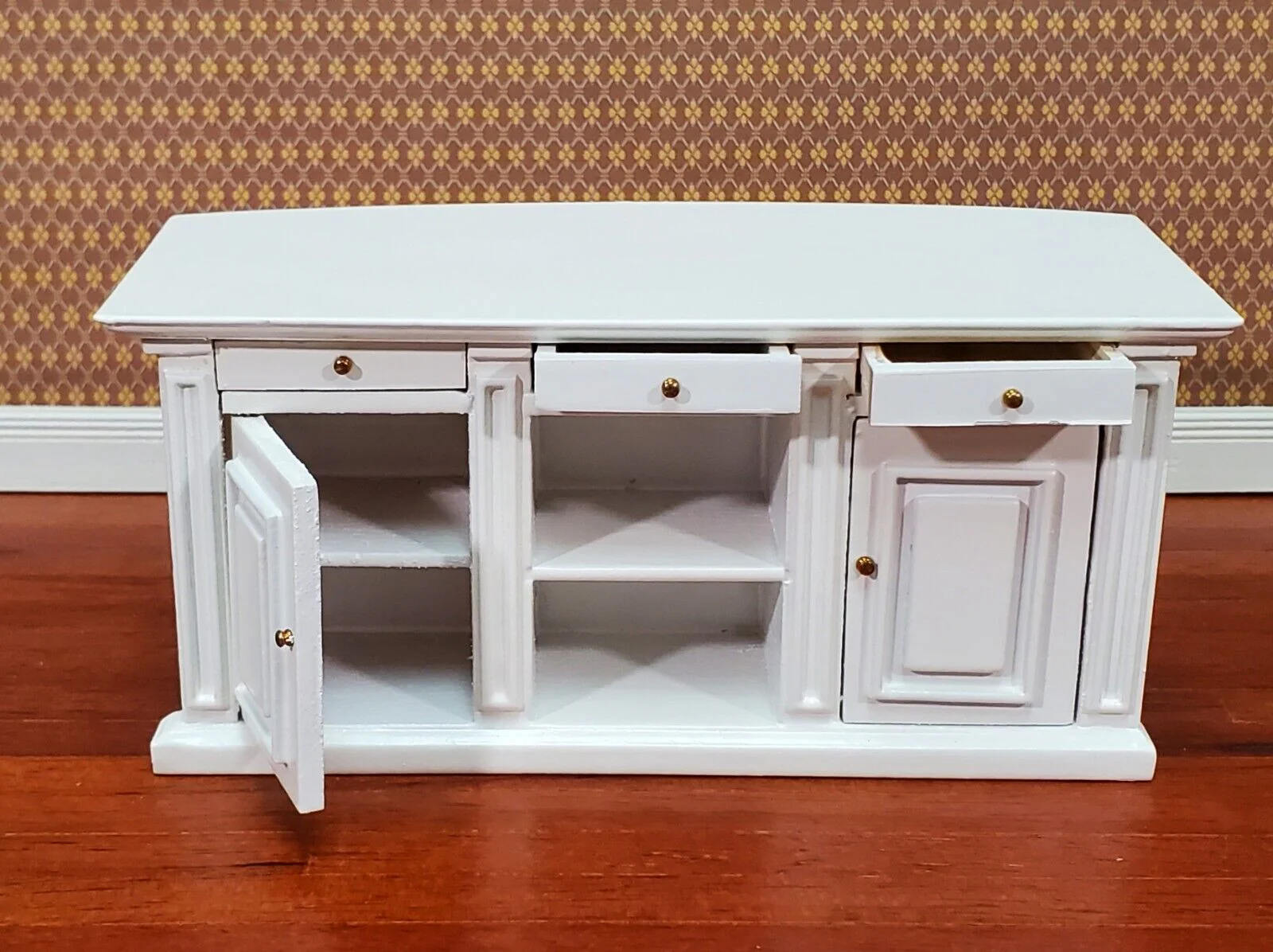 Dollhouse Kitchen Bar Island Large White 1:12 Scale Miniature Cupboard Wood Furniture - Image 4