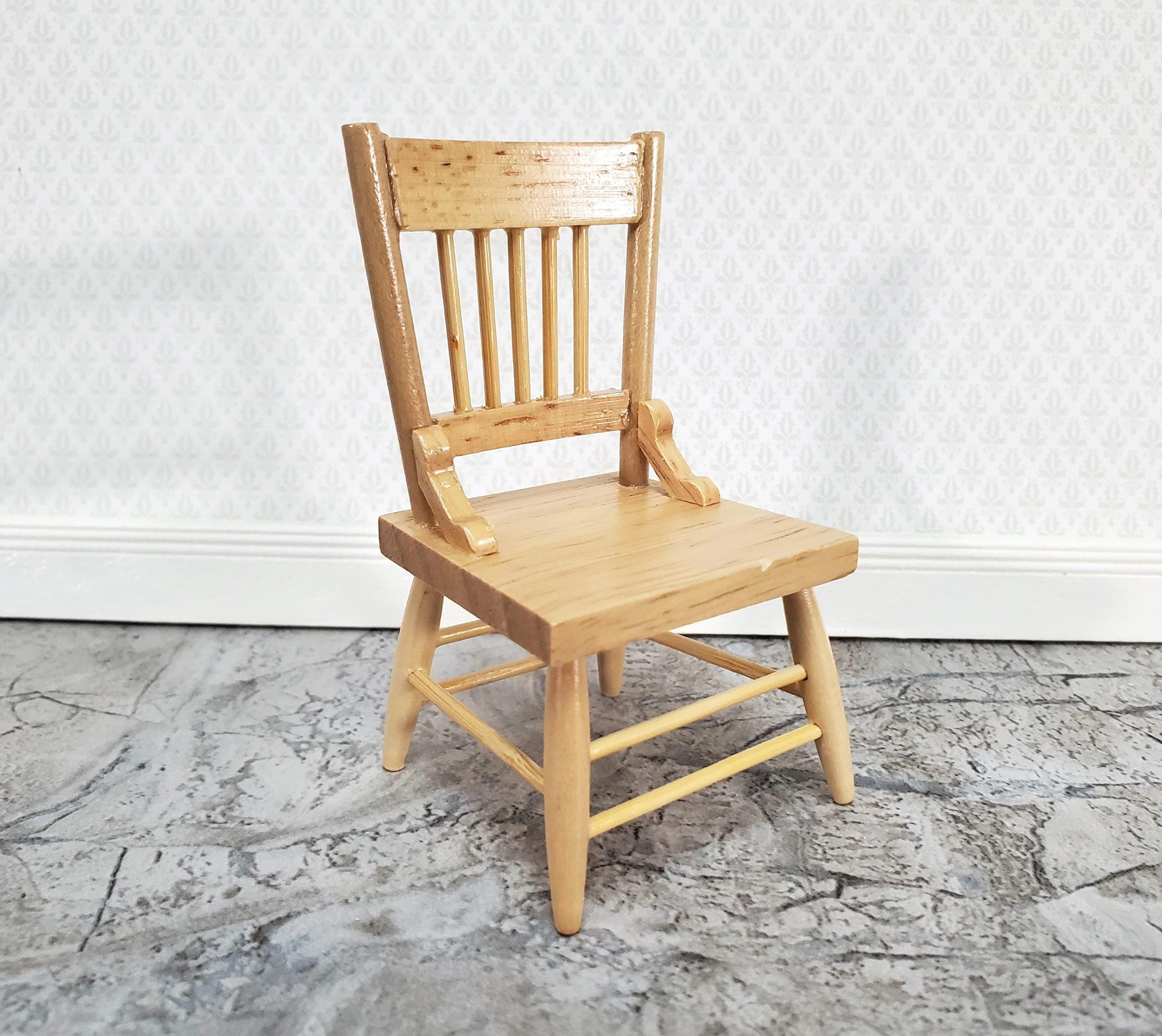 Dollhouse Kitchen Chair Light Oak Wood 1:12 Scale Miniature Furniture M0537B