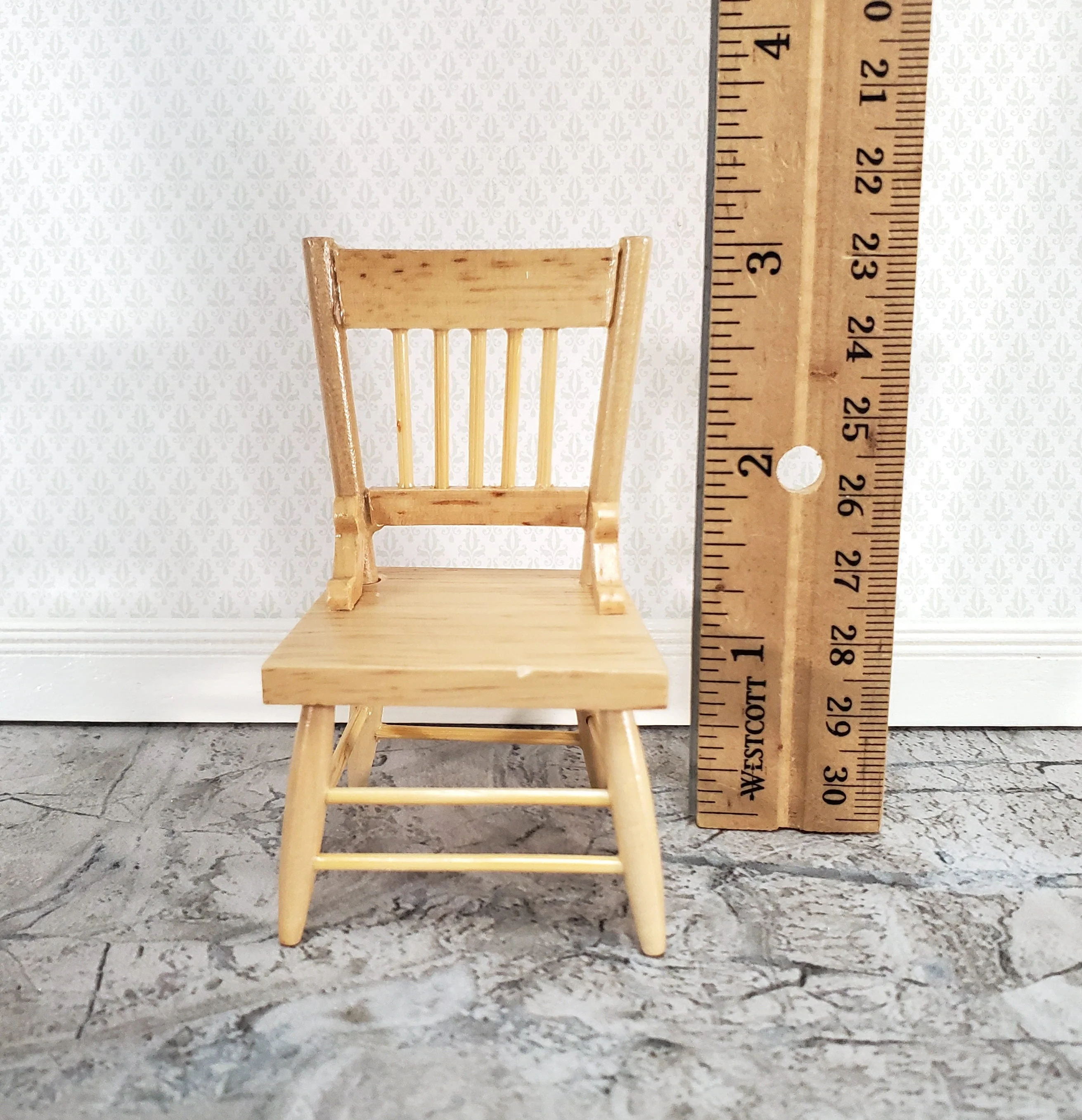 Dollhouse Kitchen Chair Light Oak Wood 1:12 Scale Miniature Furniture M0537B - Image 4