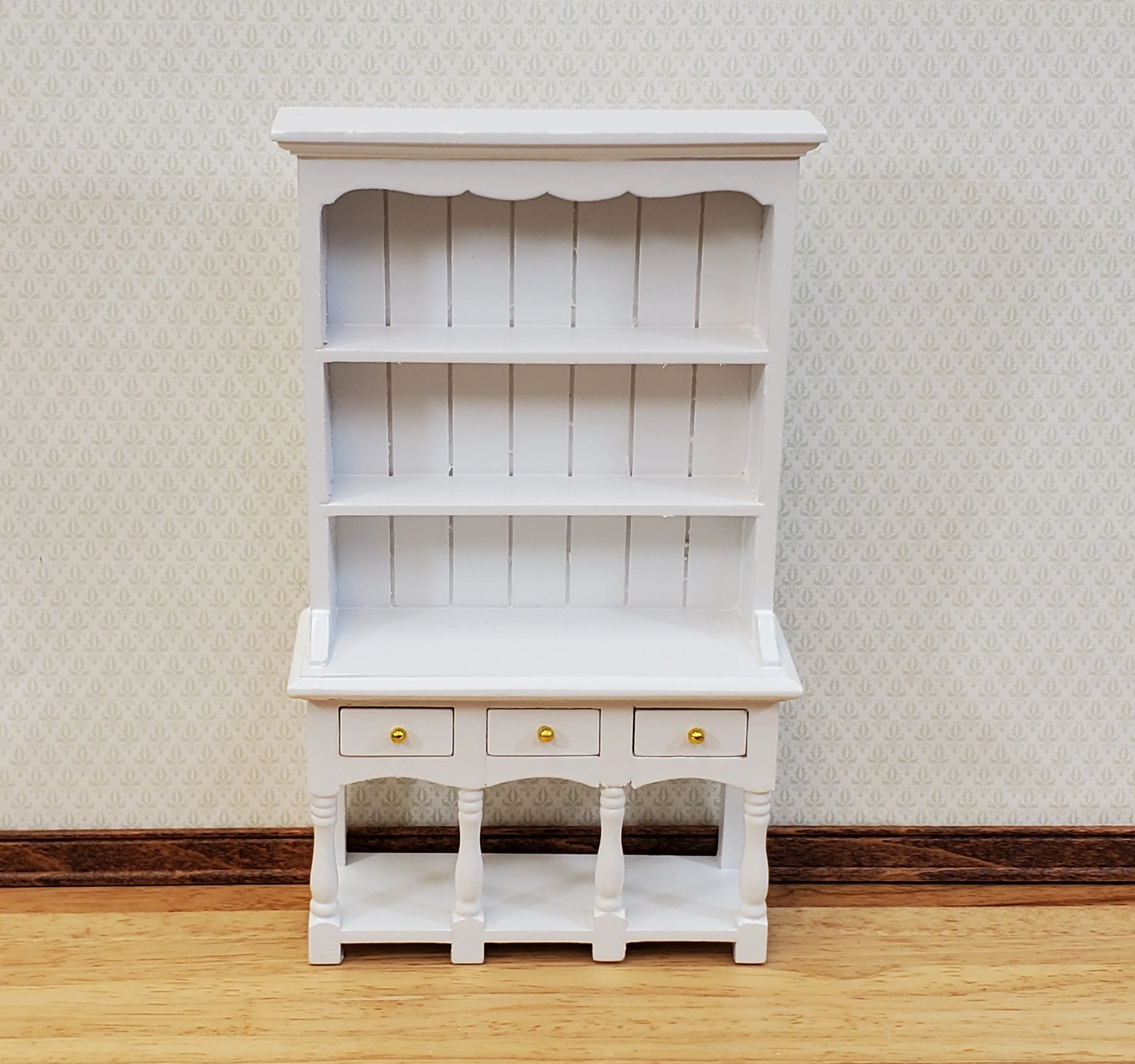 Dollhouse Kitchen Hutch Cupboard with Pot Shelf WHITE 1:12 Scale Furniture