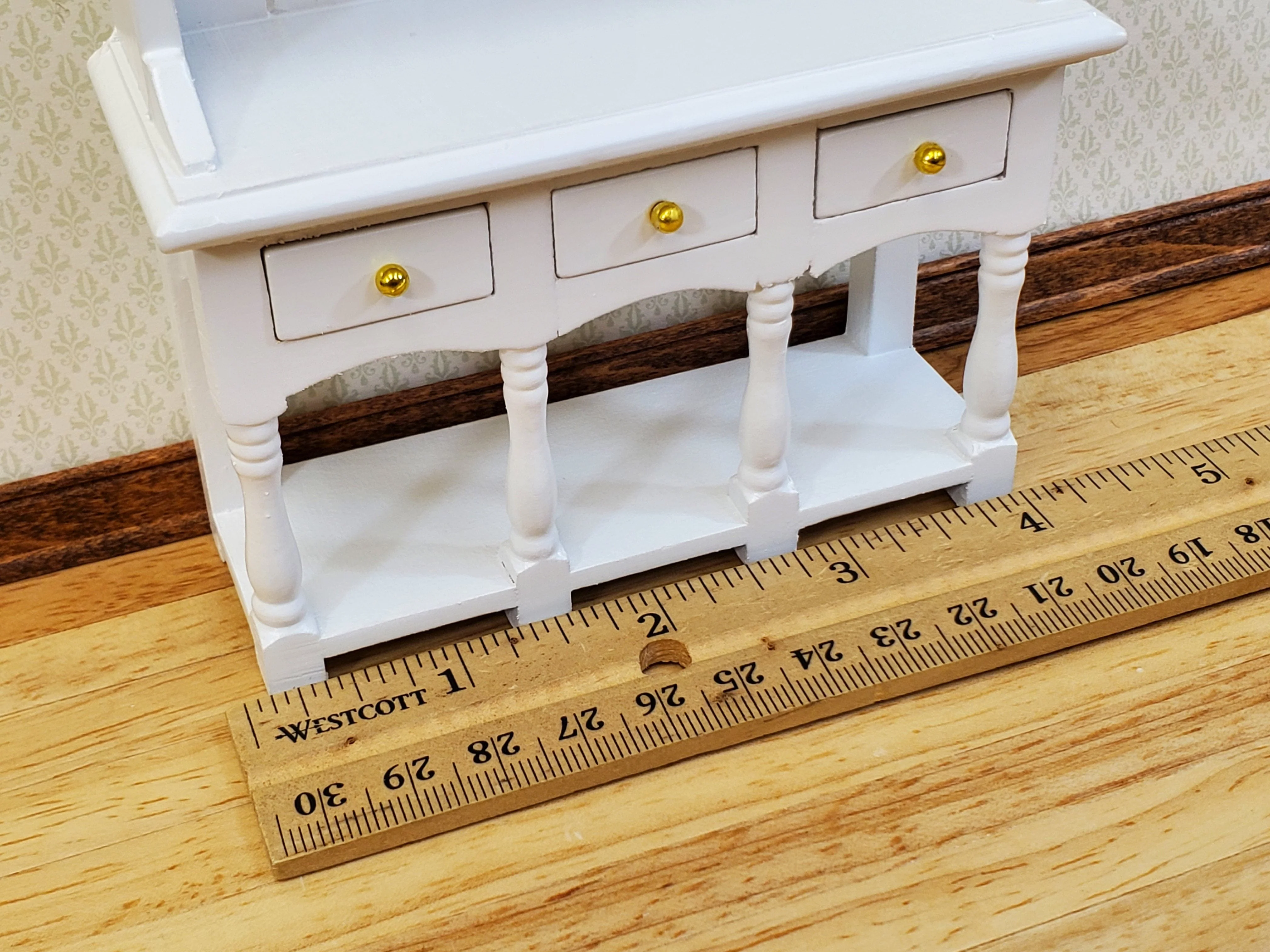 Dollhouse Kitchen Hutch Cupboard with Pot Shelf WHITE 1:12 Scale Furniture - Image 7