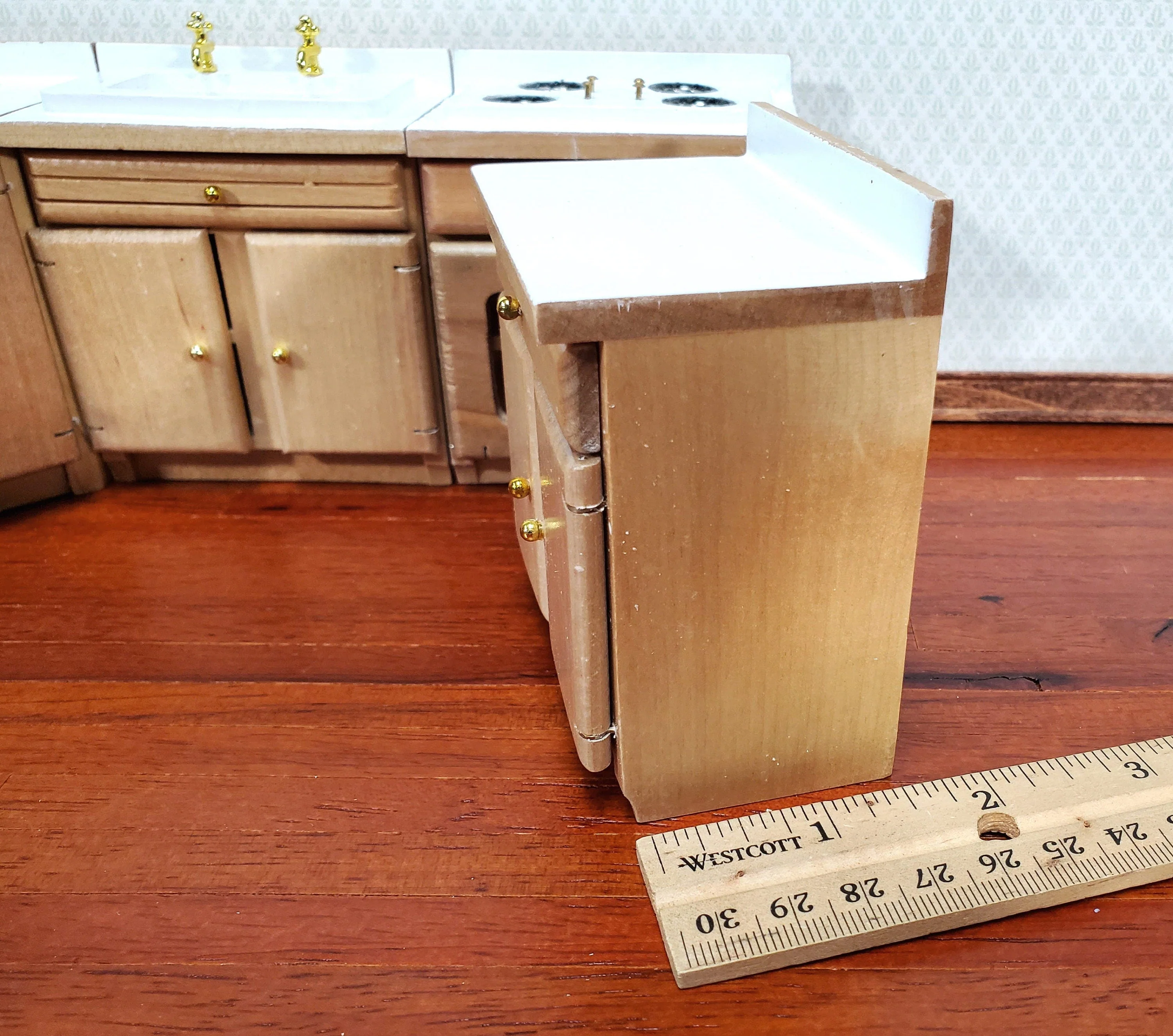 Dollhouse Kitchen Set Sink Stove Oven Cabinets 1:12 Scale Miniature Furniture - Image 8