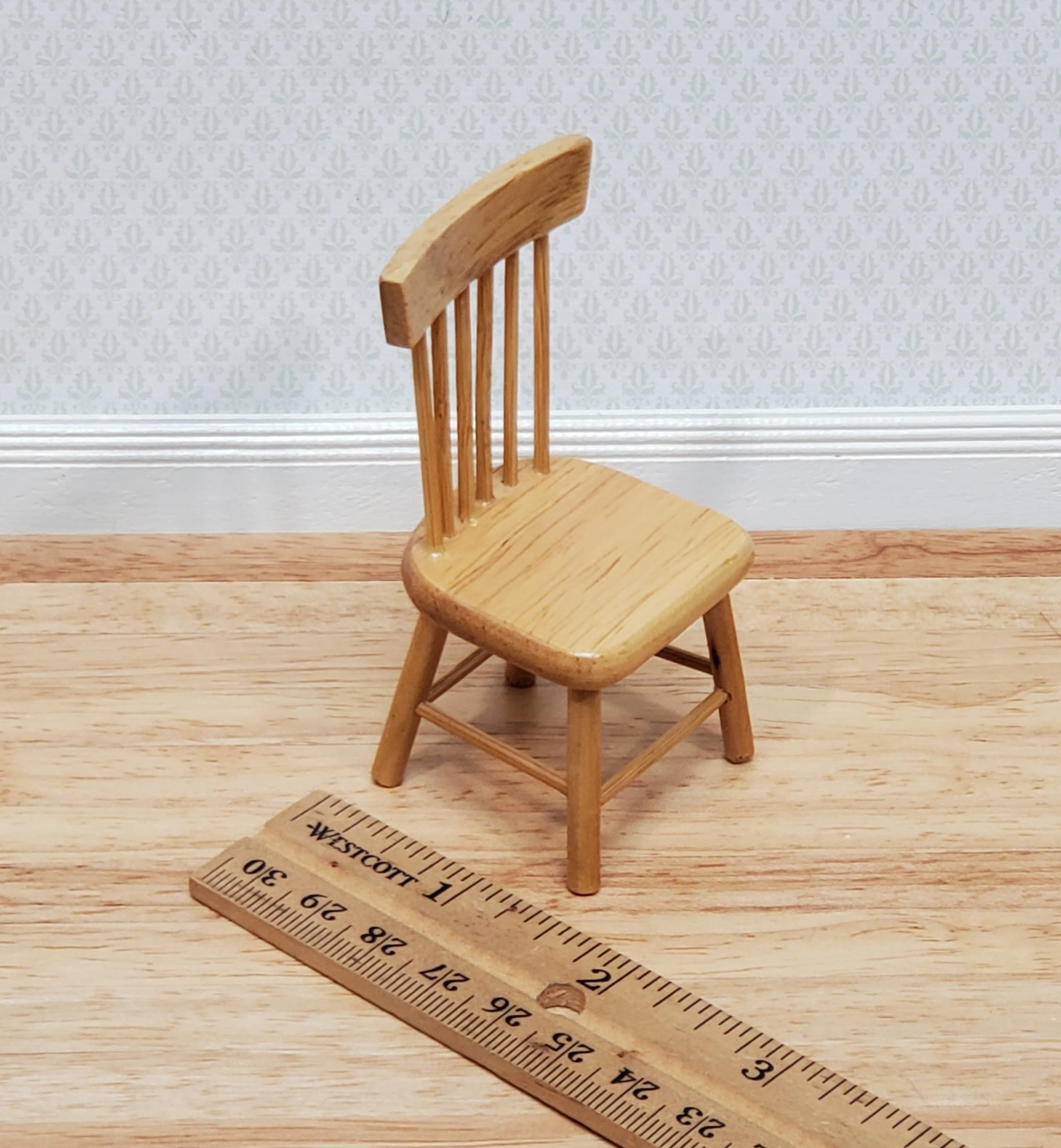 Dollhouse Kitchen Side Chair Light Oak 1:12 Scale Miniature Furniture D4413 - Image 2