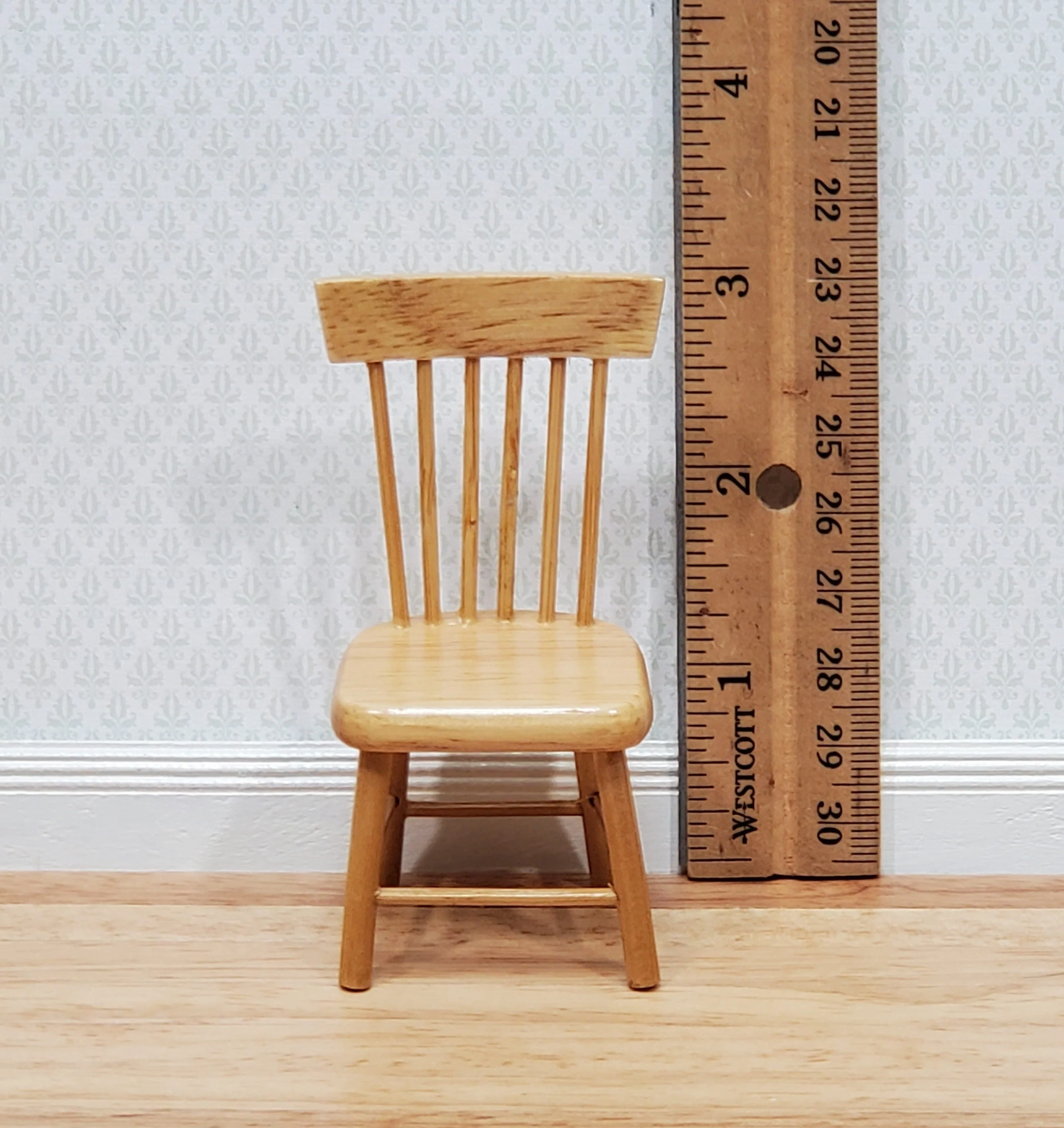 Dollhouse Kitchen Side Chair Light Oak 1:12 Scale Miniature Furniture D4413 - Image 3