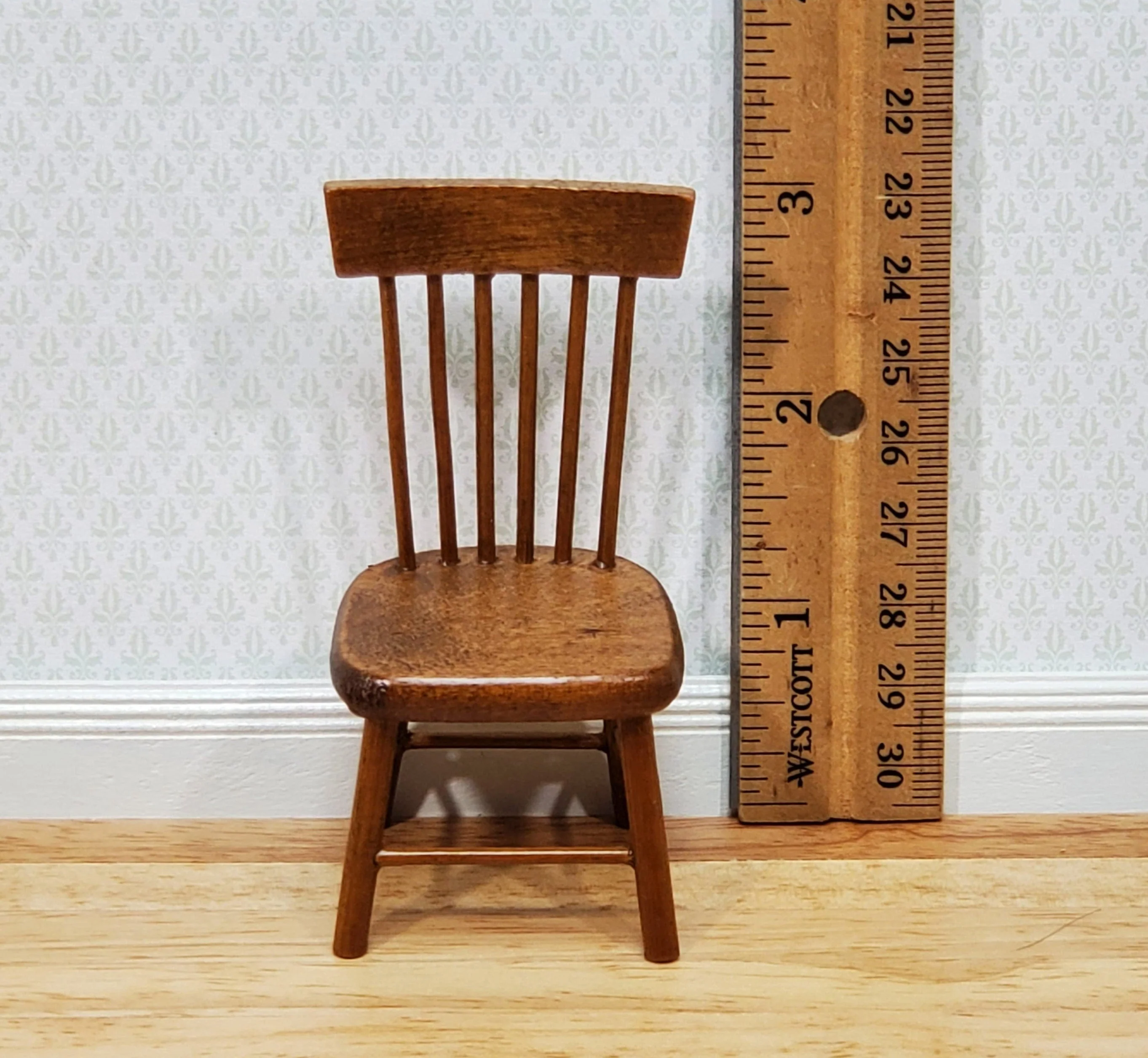 Dollhouse Kitchen Side Chair Walnut Finish 1:12 Scale Miniature Furniture CL10906 - Image 3