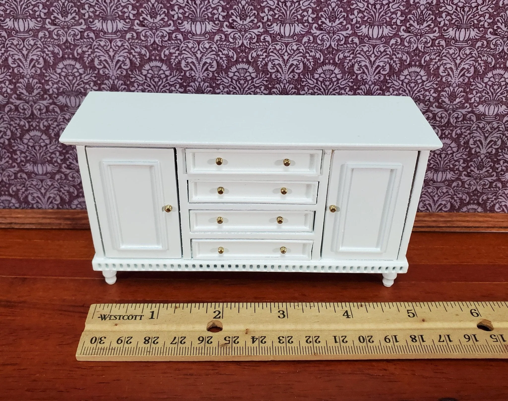 Dollhouse Kitchen Sideboard Cabinet Buffet White 1:12 Scale Miniature Furniture - Image 4