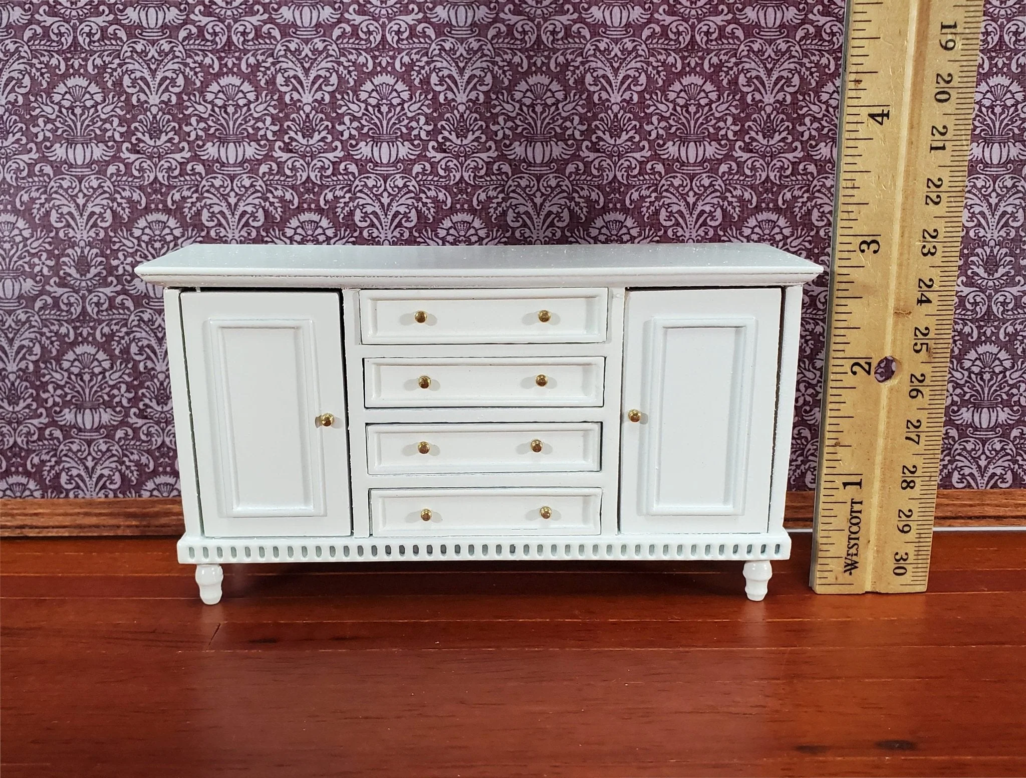 Dollhouse Kitchen Sideboard Cabinet Buffet White 1:12 Scale Miniature Furniture - Image 5