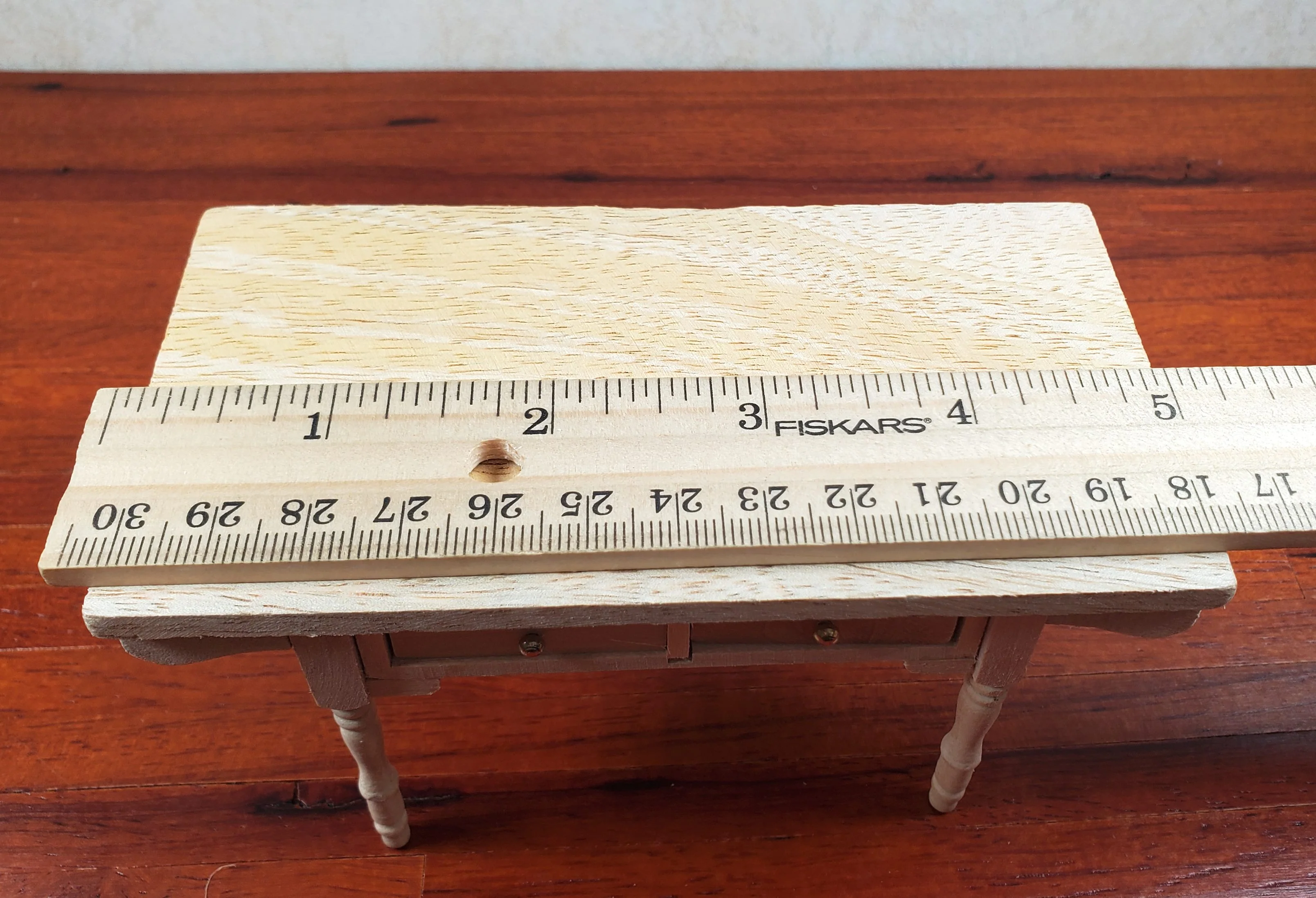 Dollhouse Kitchen Table Farmhouse Style Unpainted Wood 1:12 Scale Miniature - Image 5