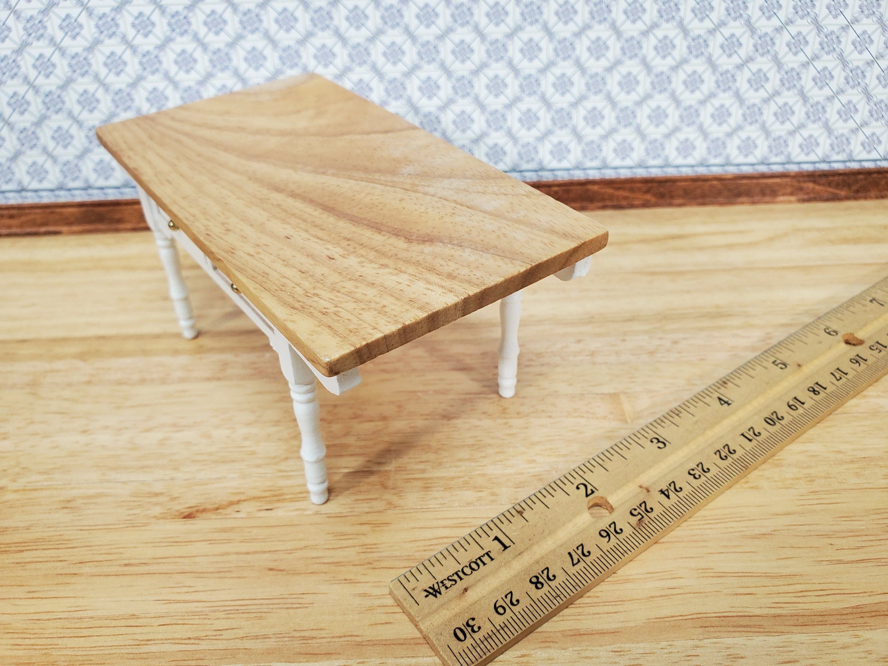 Dollhouse Kitchen Table Farmhouse Style with Drawers 1:12 Scale Miniature Furniture - Image 4