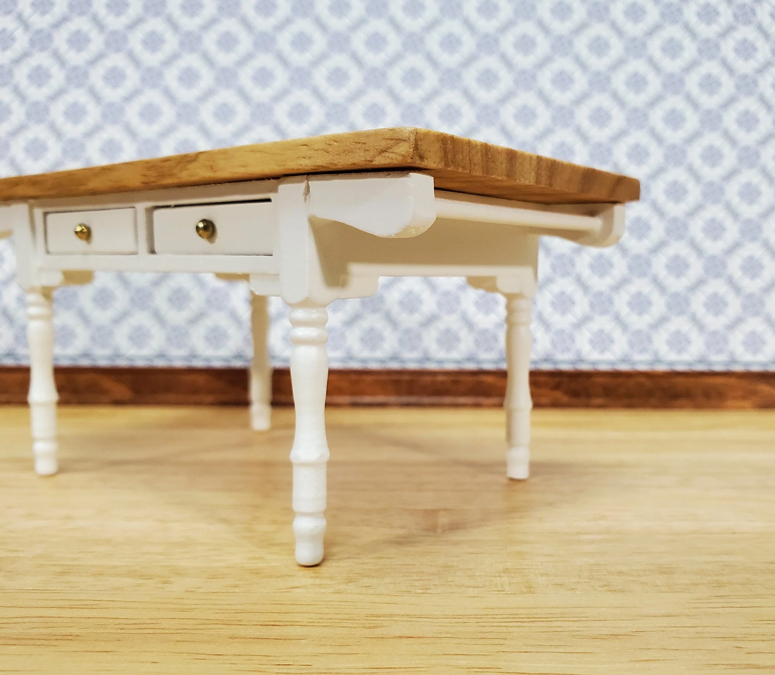 Dollhouse Kitchen Table Farmhouse Style with Drawers 1:12 Scale Miniature Furniture - Image 7