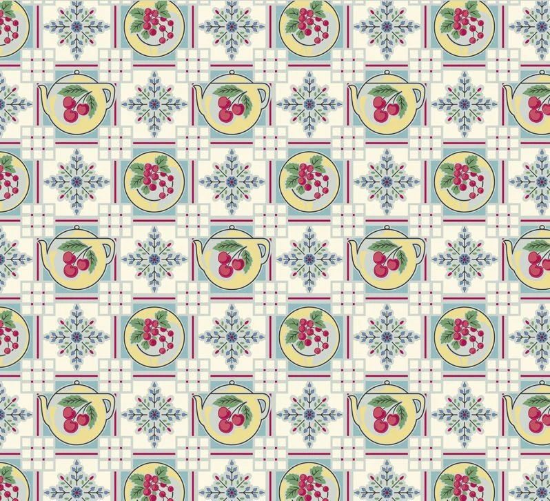 Dollhouse Kitchen Wallpaper "Teapot" Brick Design Bradbury & Bradbury 1:12 Scale