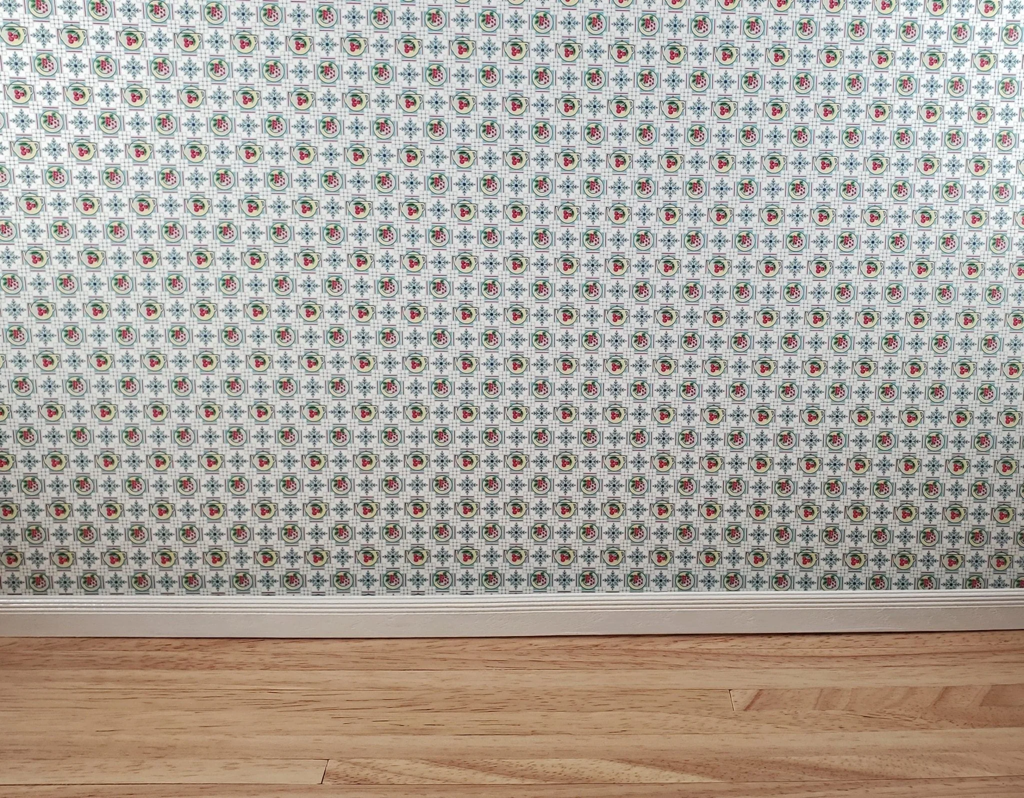 Dollhouse Kitchen Wallpaper "Teapot" Brick Design Bradbury & Bradbury 1:12 Scale - Image 3